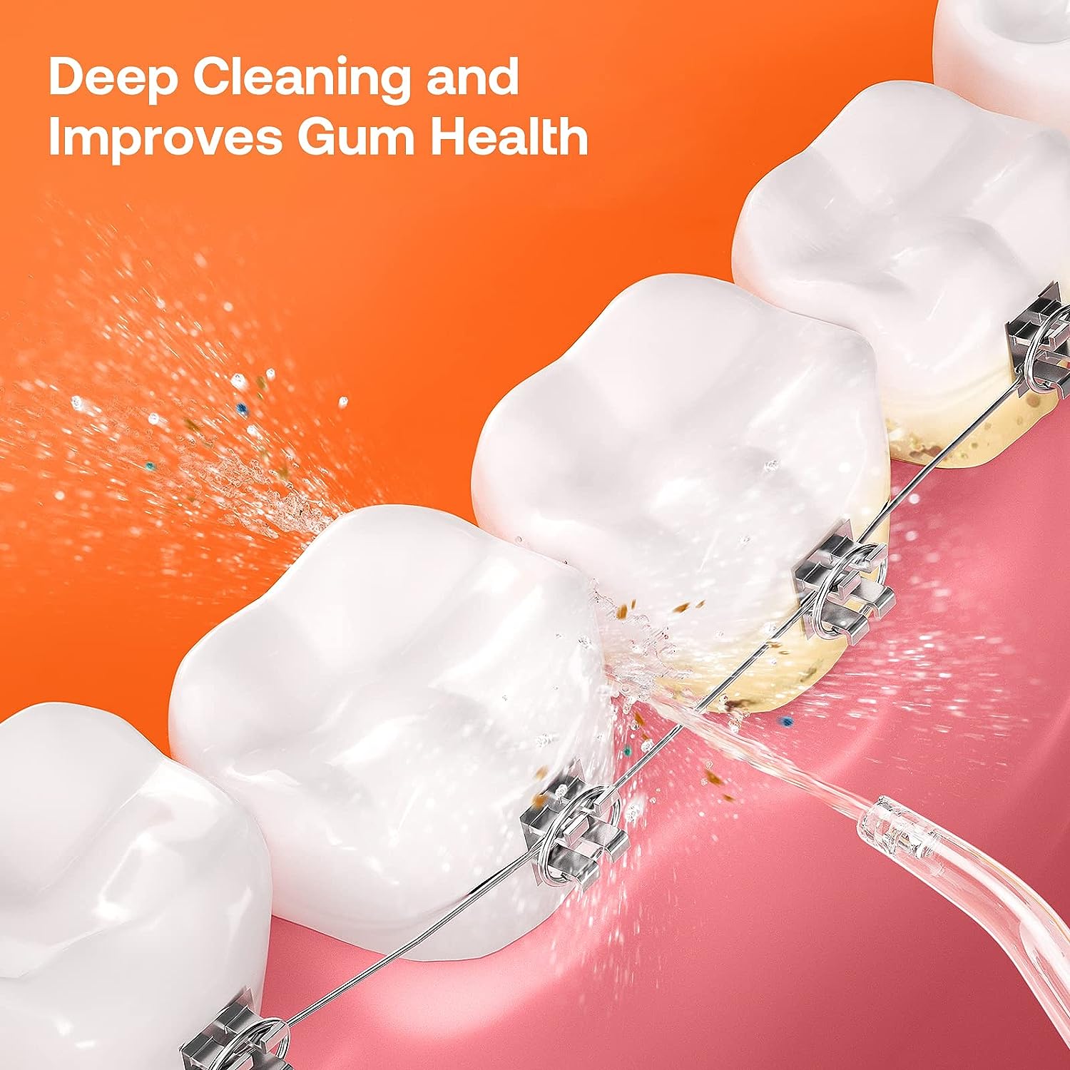 Munddusche Kabellos 3 Reinigungsmodi 6 Jet-Tipps - Bitvae Munddusche Wasserdicht Einsatz in Dusche, Eine Ladung 40 Tage Nutzung Zahnzwischenraumreinig