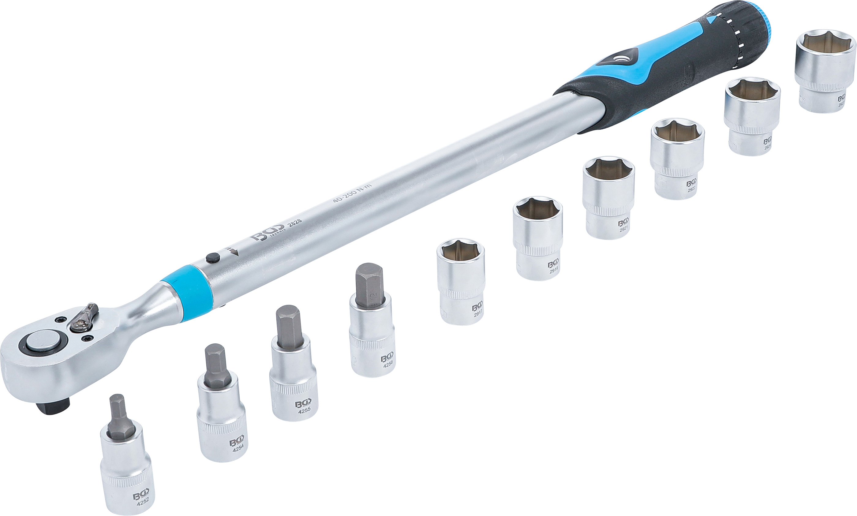 BGS Drehmomentschlüssel-Satz | Abtrieb Innenvierkant 12,5 mm (1/2") | 40 - 200 Nm | 11-tlg.