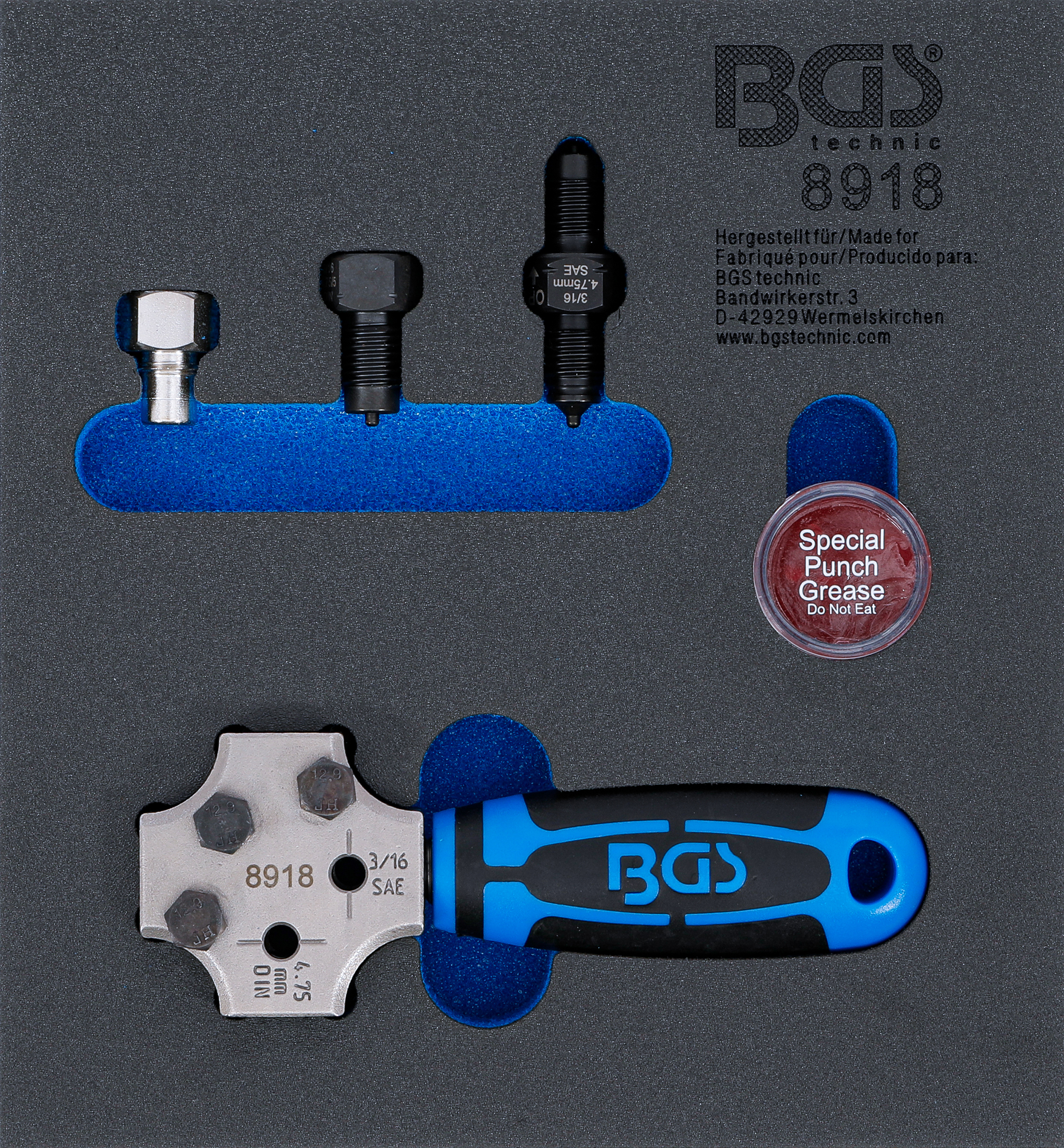 BGS Werkstattwageneinlage 1/6: Bördelgerät | SAE und DIN 4,75 mm (3/16")
