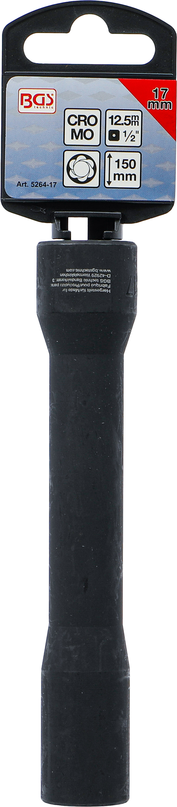 BGS Spiral-Profil-Steckschlüssel-Einsatz / Schraubenausdreher, tief | Antrieb Innenvierkant 12,5 mm (1/2") | SW 17 mm