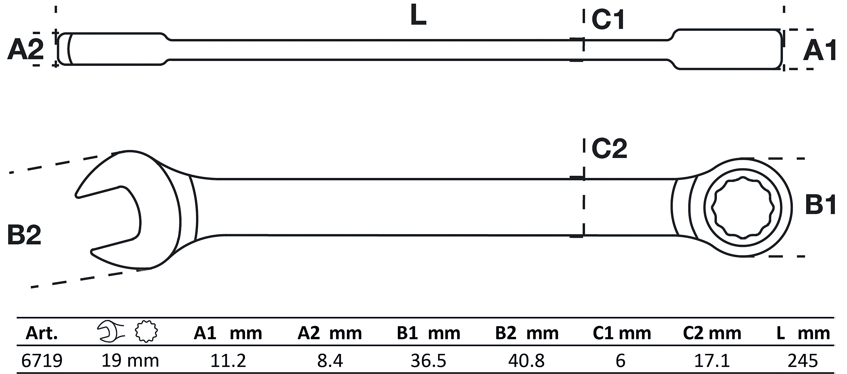 BGS Ratschenring-Maulschlüssel | abwinkelbar | SW 19 mm