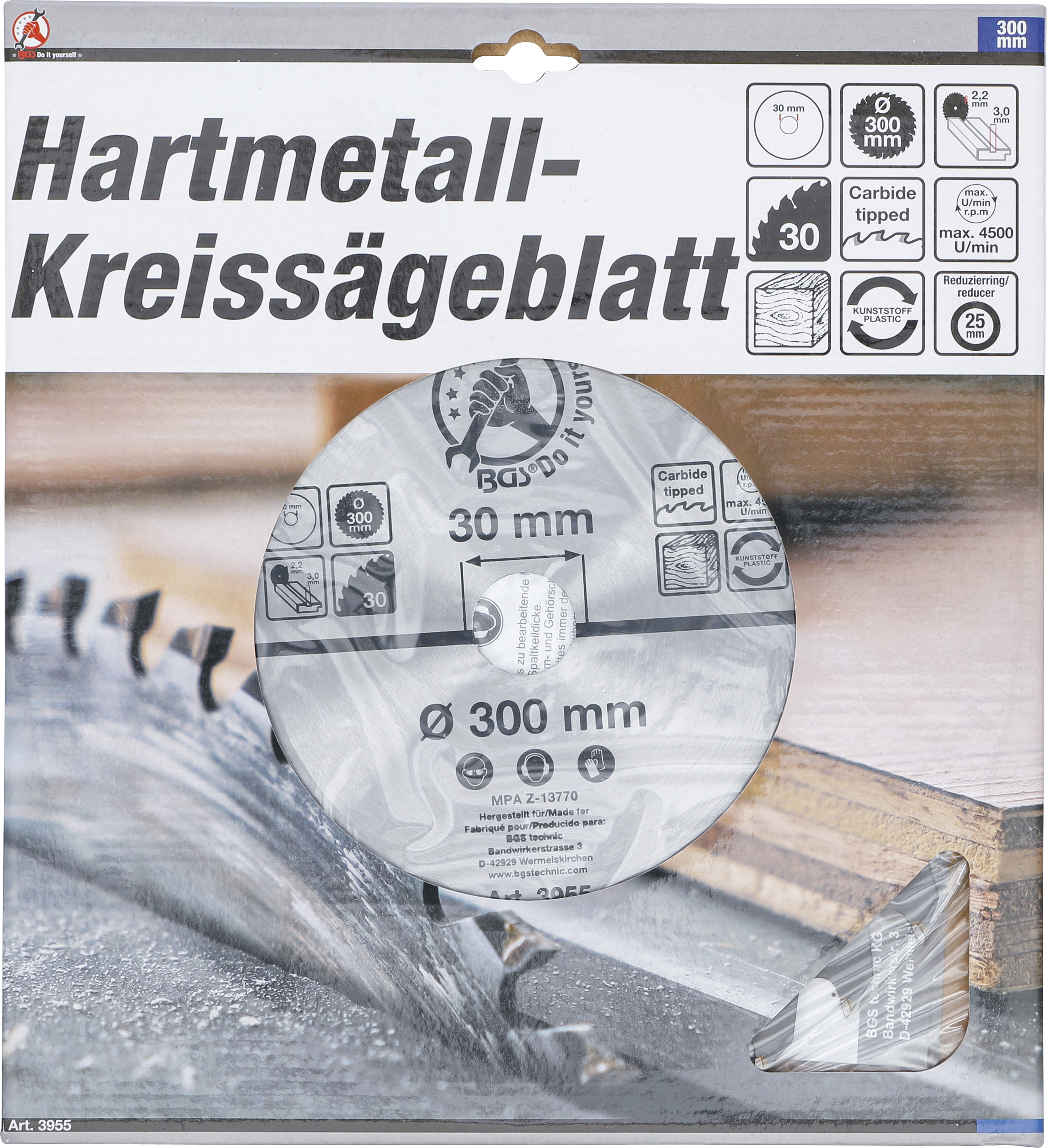 BGS Hartmetall-Kreissägeblatt | Ø 300 x 30 x 3,2 mm | 30 Zähne