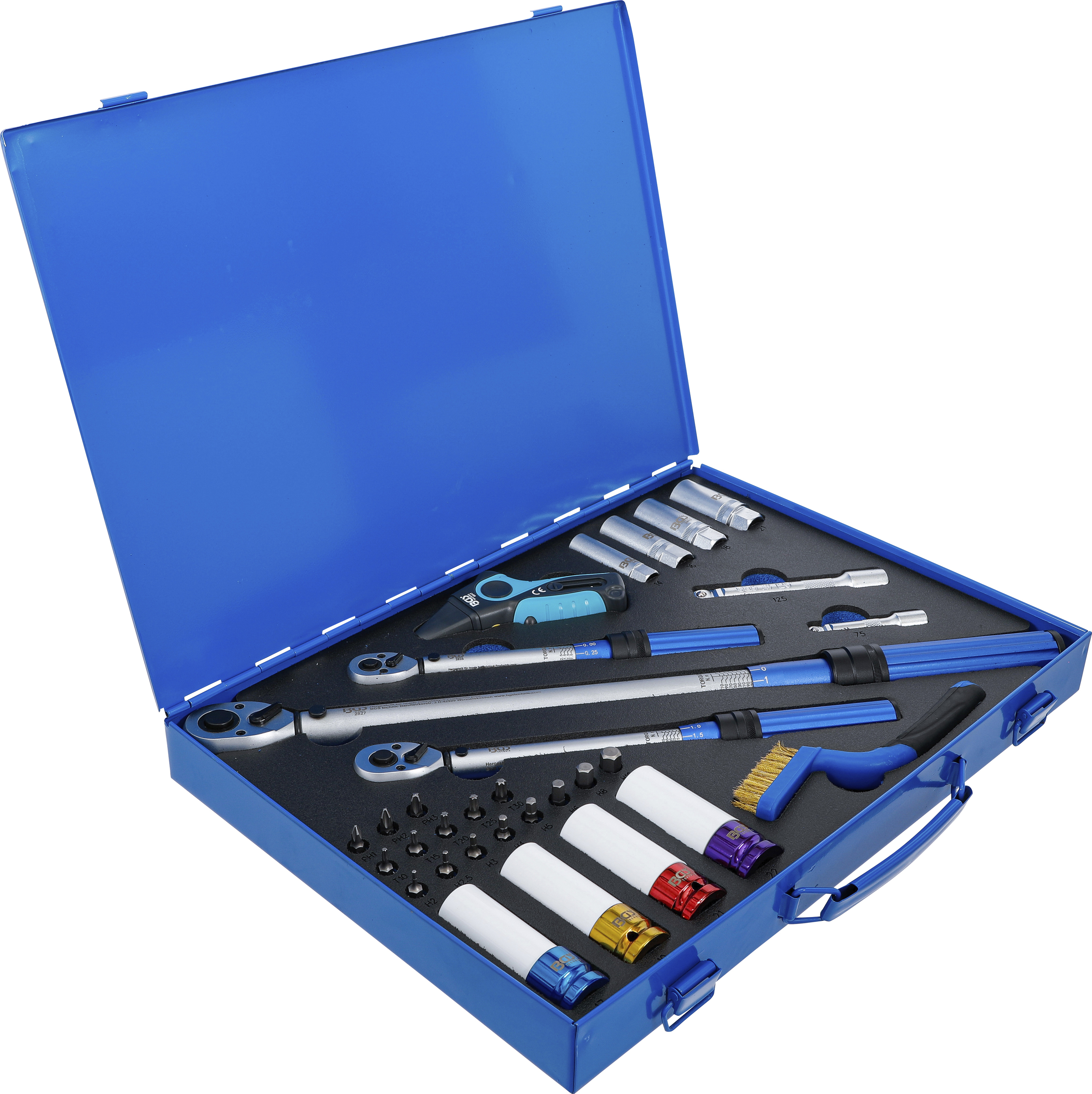 BGS Drehmomentschlüssel-Satz | Abtrieb Außenvierkant 6,3 mm (1/4"), 10 mm (3/8"), 12,5 mm (1/2") | 31-tlg.