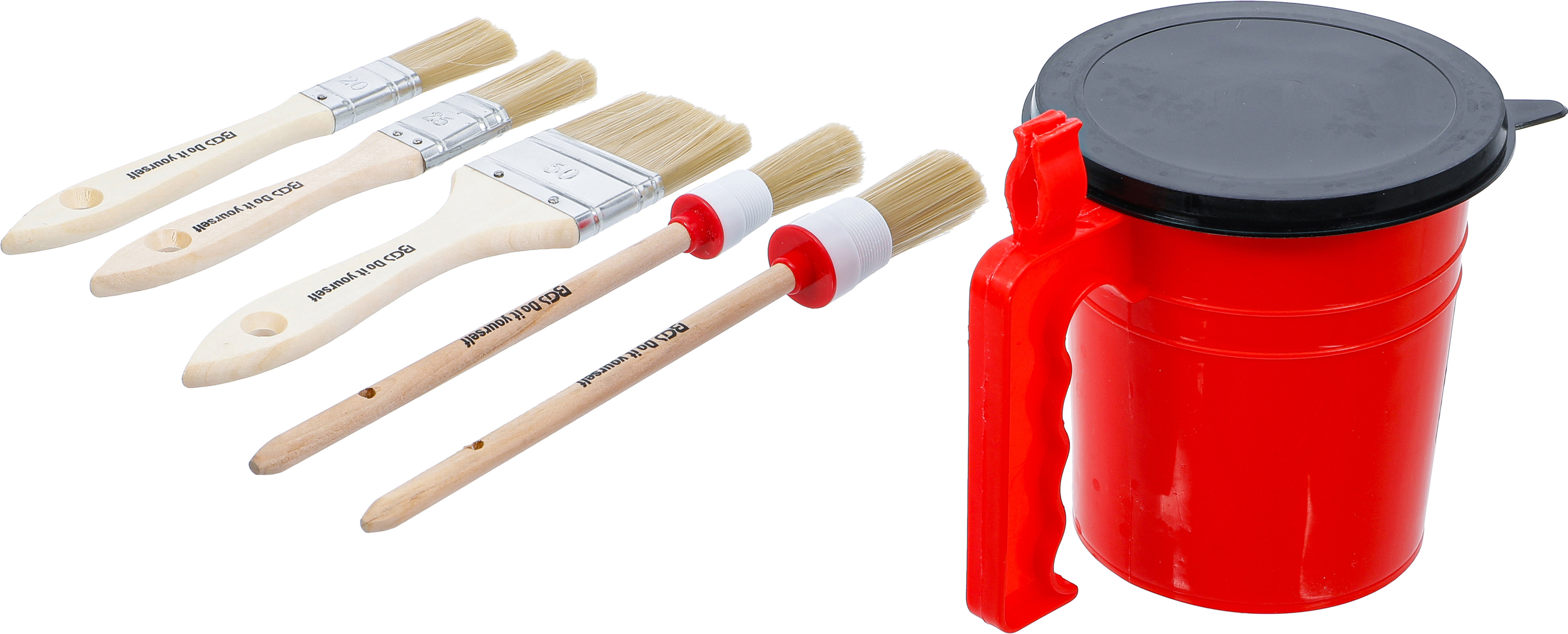 BGS Flach- / Ring-Pinsel-Satz | mit Farbbecher | 6-tlg.