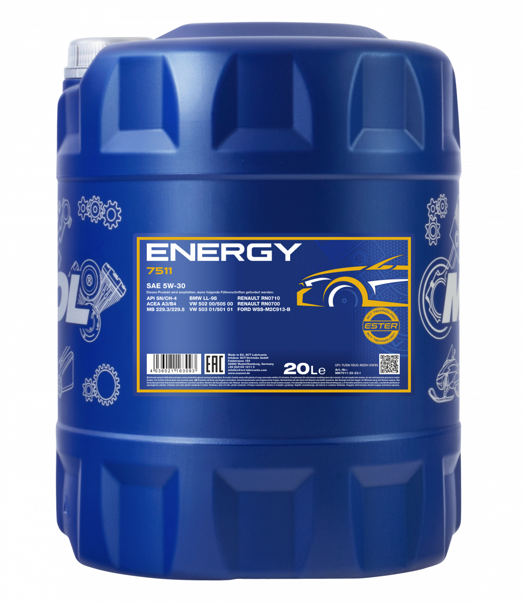 5W-30 Mannol 7511 Energy Motoröl 20 Liter