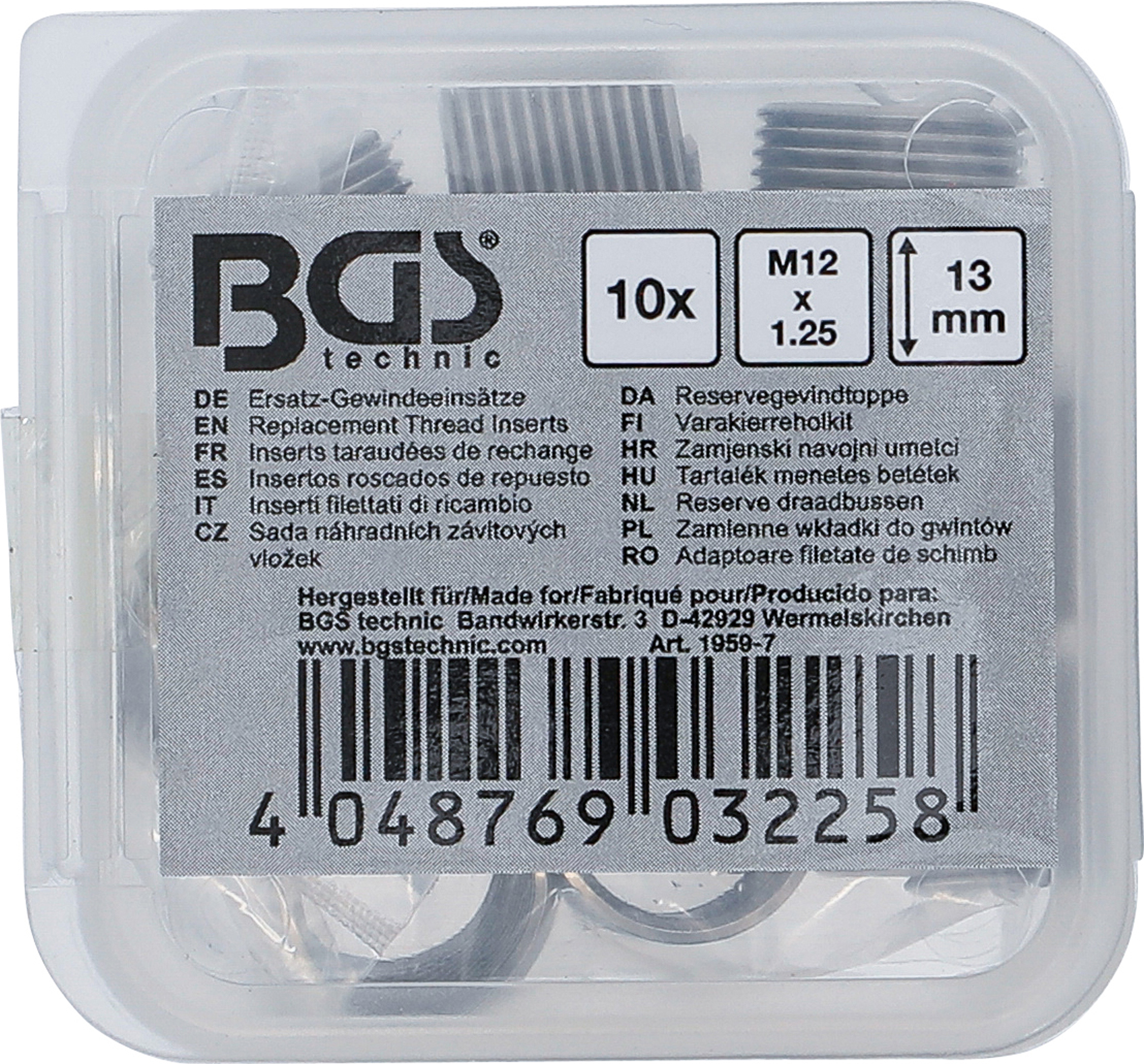 BGS Ersatz-Gewindeeinsätze | M12 x 1,25 | 10-tlg.