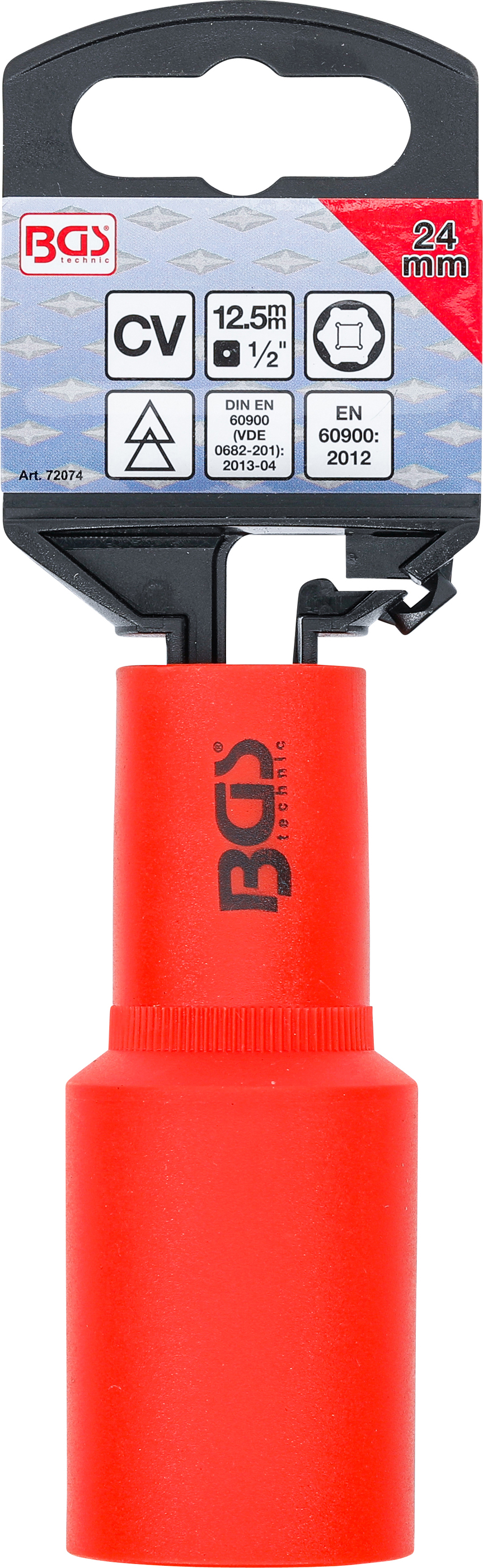 BGS VDE-Steckschlüssel-Einsatz Sechskant | Antrieb Innenvierkant 12,5 mm (1/2") | SW 24 mm