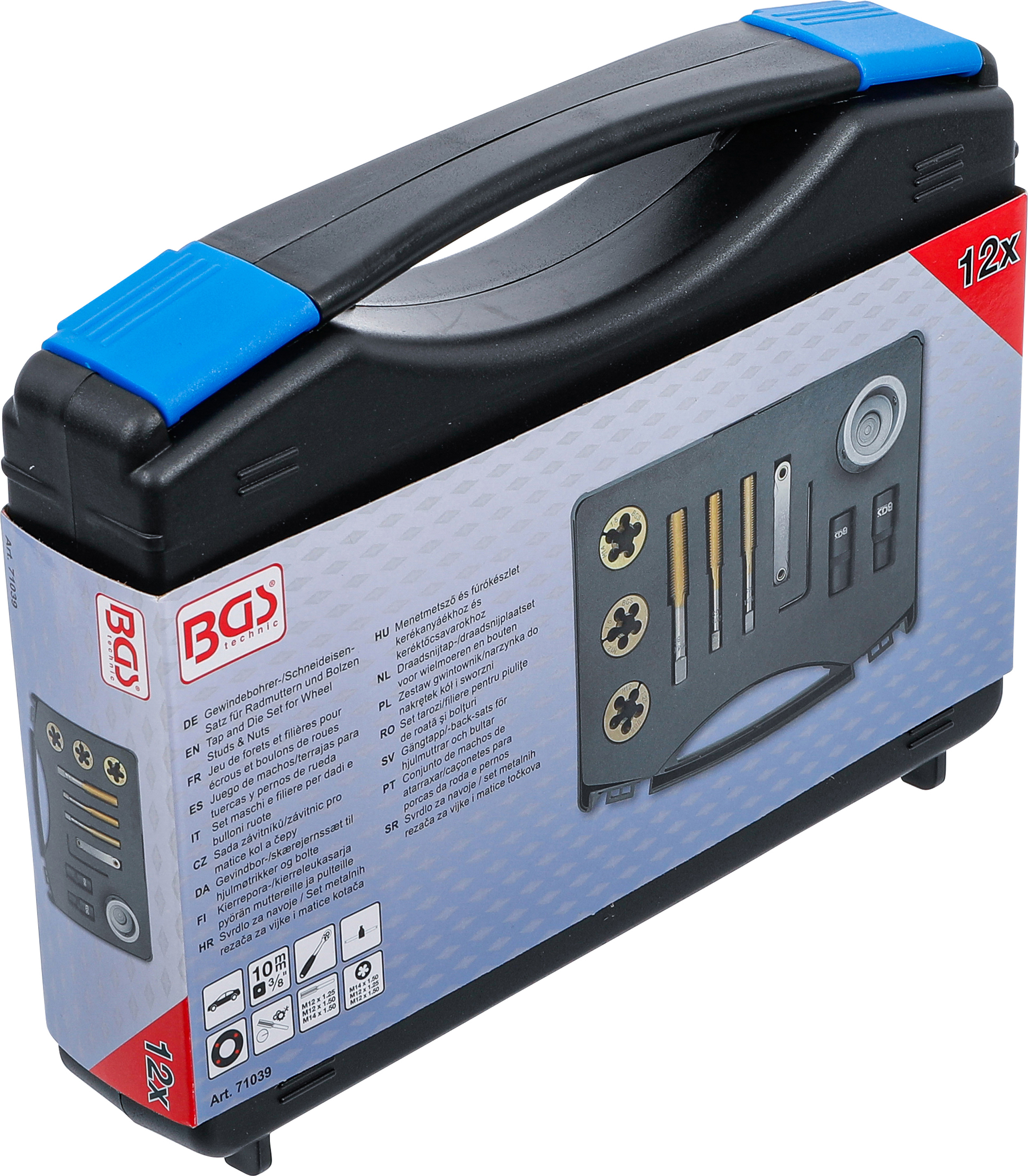 BGS Gewindebohrer- / Schneideisen-Satz für Radmuttern und Bolzen | 12-tlg.