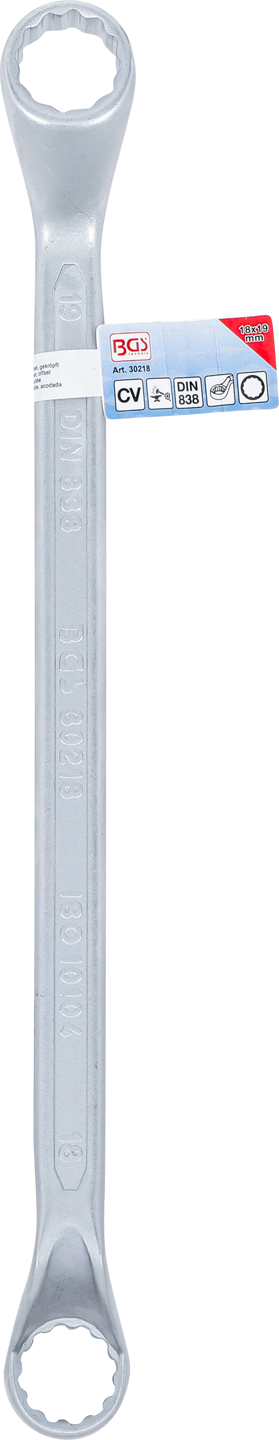 BGS Doppel-Ringschlüssel | tief gekröpft | SW 18 x 19 mm