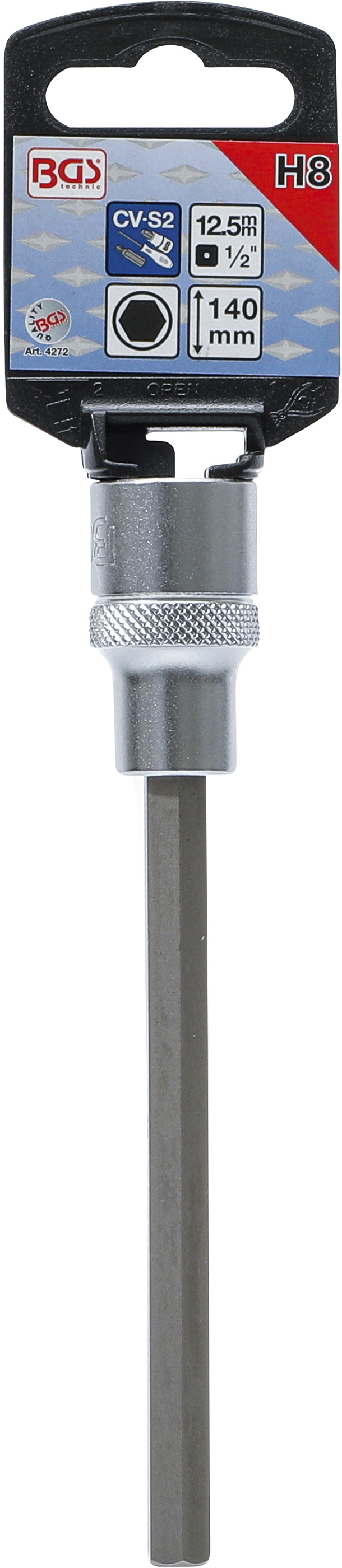 BGS Bit-Einsatz | Länge 140 mm | Antrieb Innenvierkant 12,5 mm (1/2") | Innensechskant 8 mm