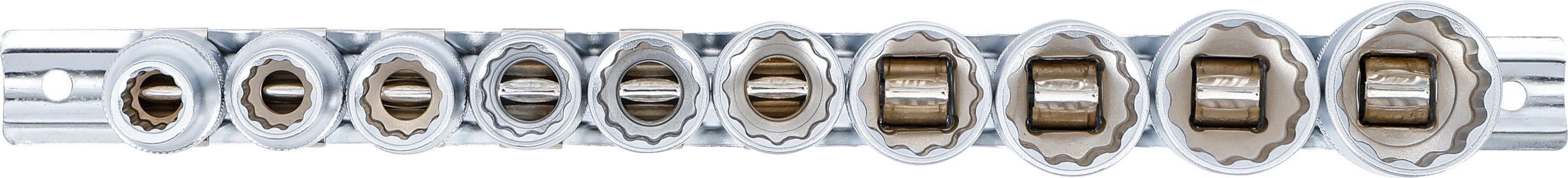 BGS Steckschlüssel-Einsatz-Satz, Zwölfkant | Antrieb Innenvierkant 12,5 mm (1/2") | Zollgrößen | 10-tlg.