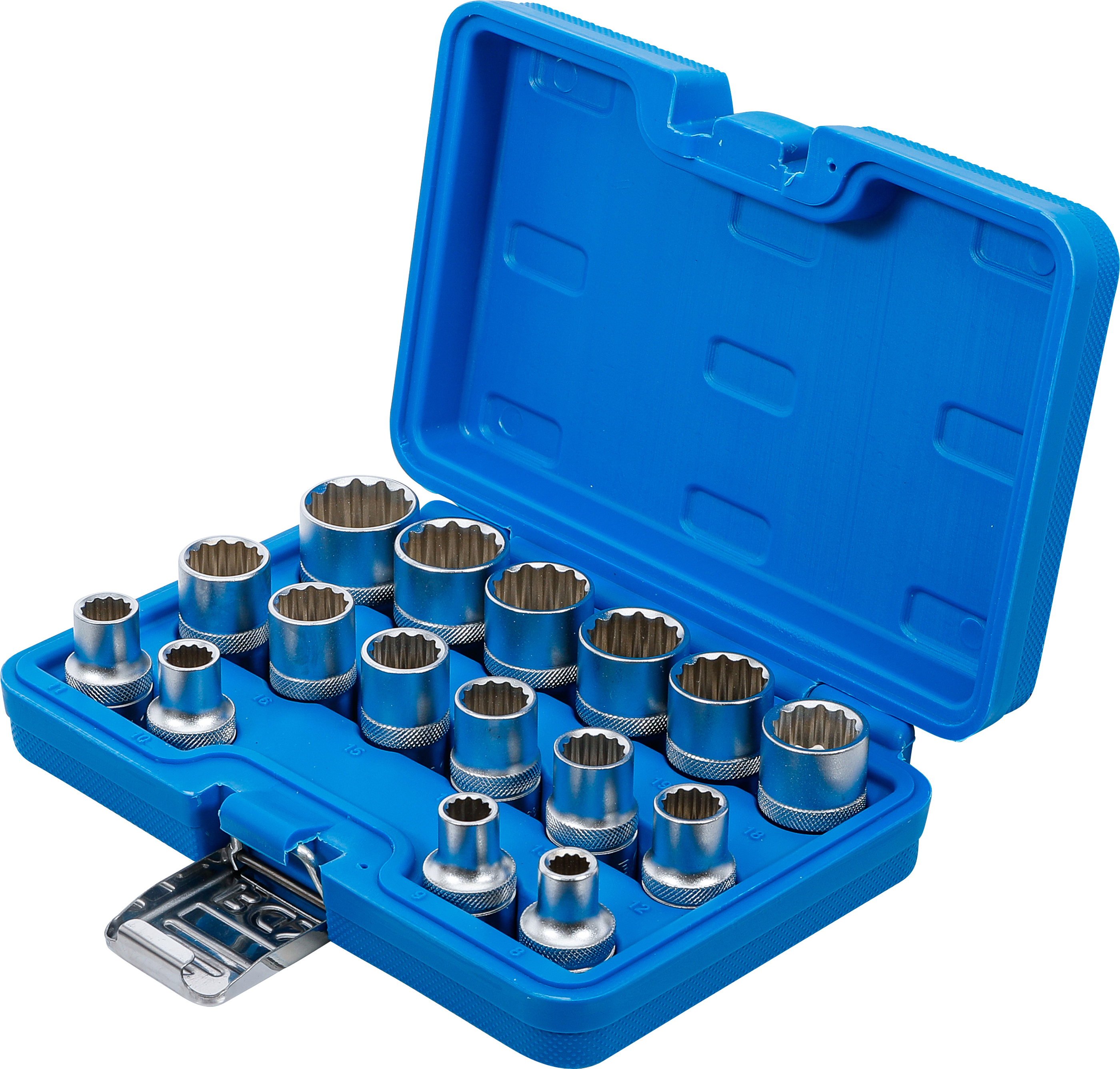 BGS Steckschlüssel-Einsatz-Satz Zwölfkant | Antrieb Innenvierkant 12,5 mm (1/2") | SW 8 - 24 mm | 16-tlg.