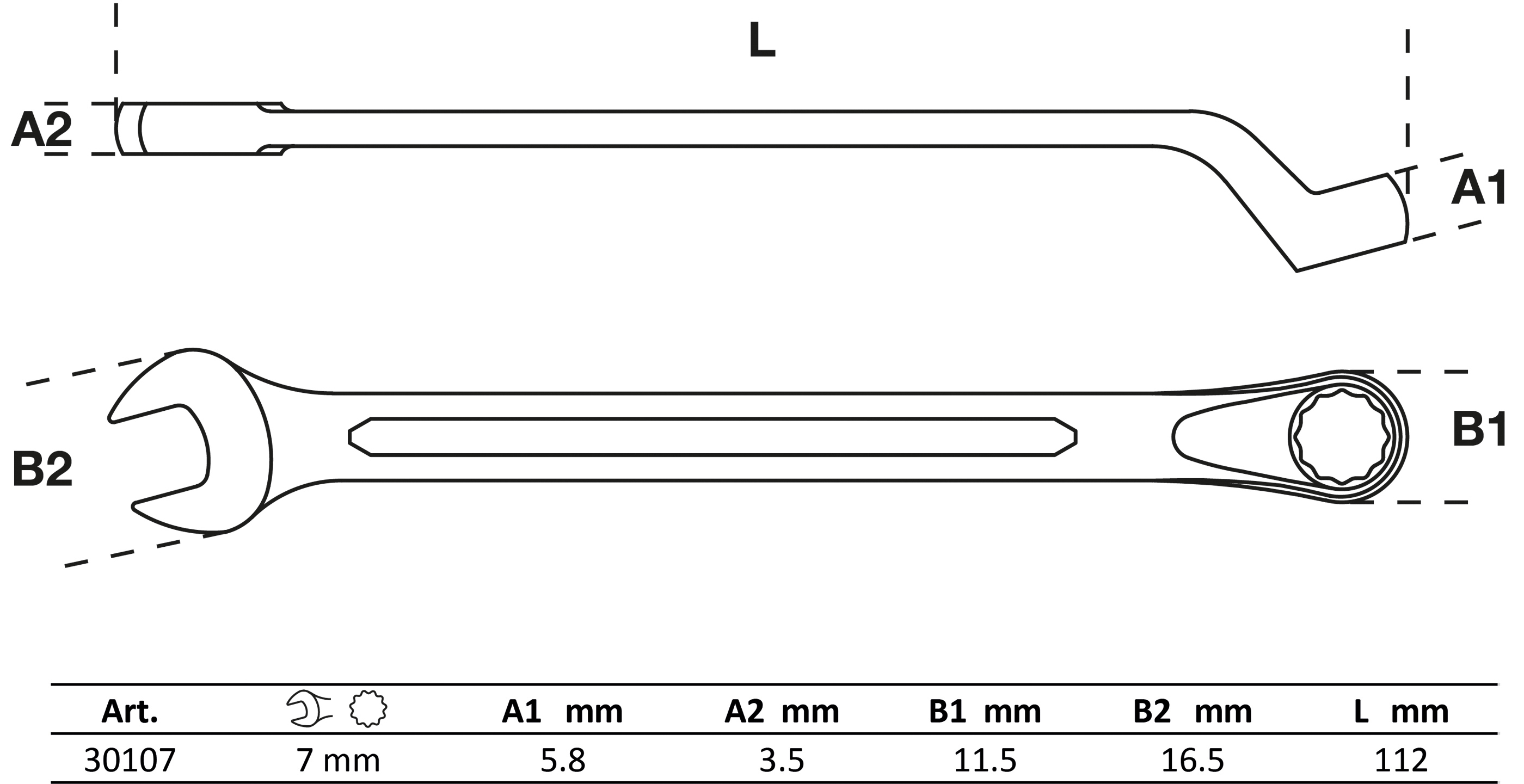 BGS Maul-Ringschlüssel, gekröpft | SW 7 mm