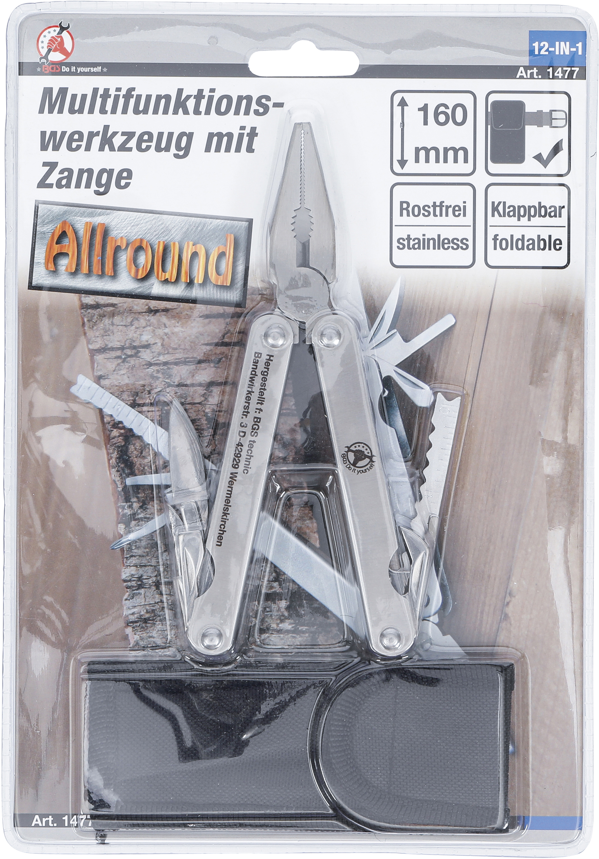 BGS Multifunktionswerkzeug mit Zange | 12-IN-1 | 160 mm