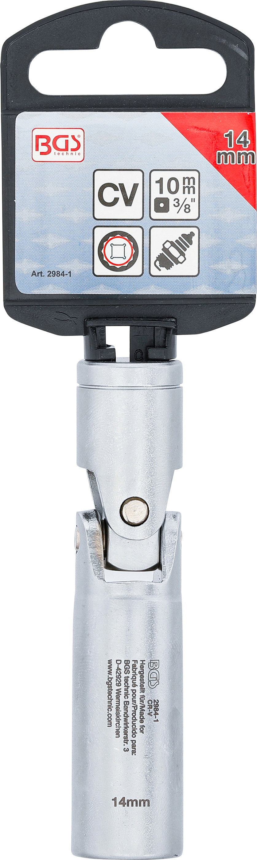 BGS Glühkerzen-Gelenk-Einsatz Zwölfkant | Antrieb Innenvierkant 10 mm (3/8") | SW 14 mm