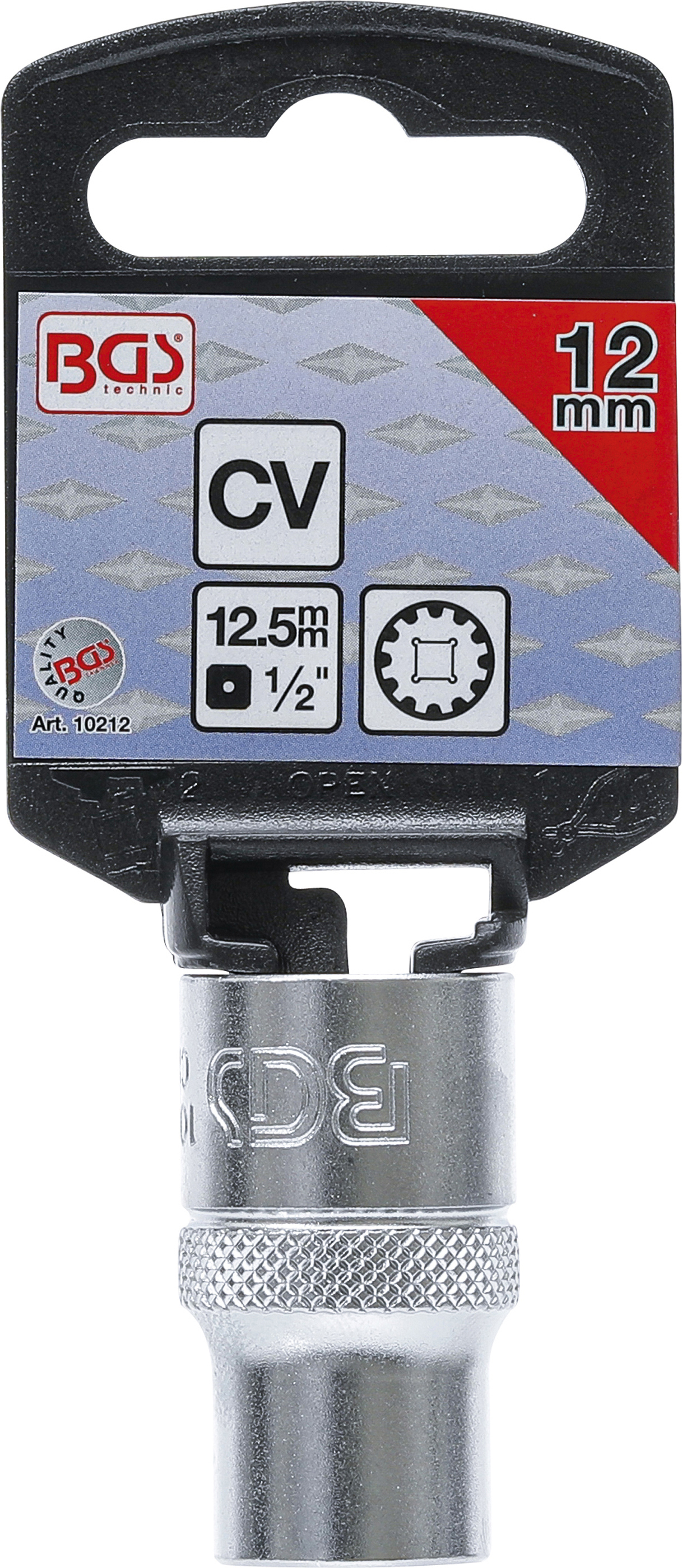 BGS Steckschlüssel-Einsatz Gear Lock | Antrieb Innenvierkant 12,5 mm (1/2") | SW 12 mm