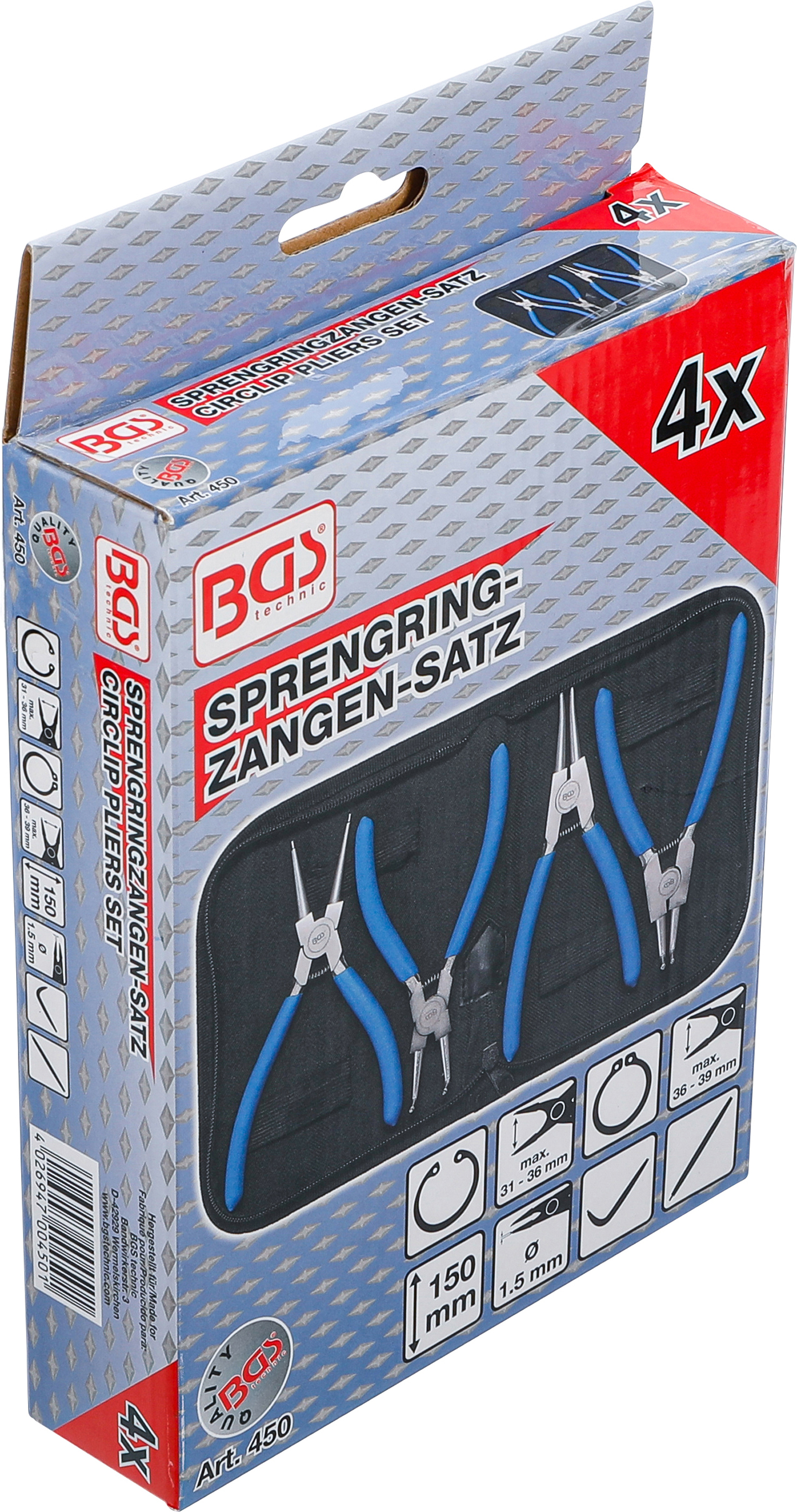 BGS Sprengringzangen-Satz | 150 mm | 4-tlg.
