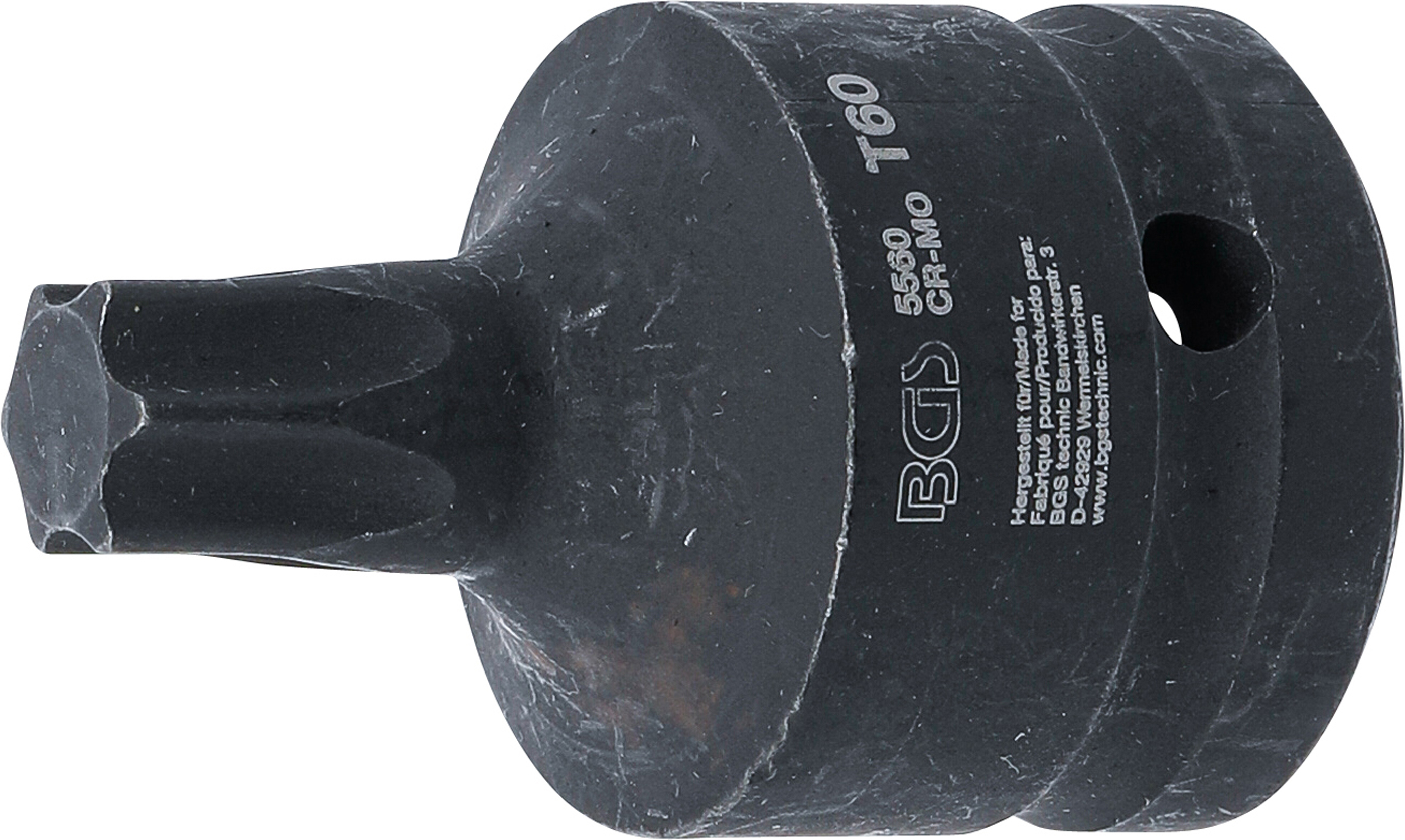 BGS Kraft-Bit-Einsatz | Länge 60 mm | Antrieb Innenvierkant 20 mm (3/4") | T-Profil (für Torx) T60