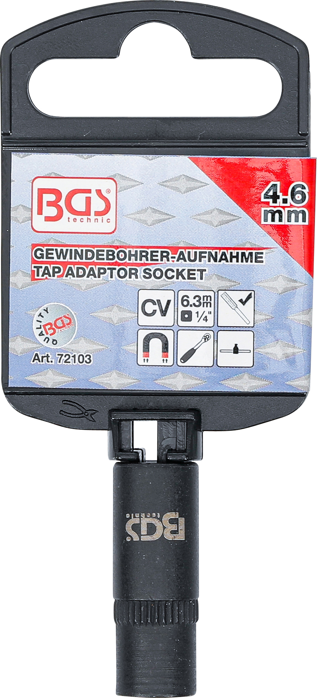 BGS Gewindebohrer-Aufnahme-Steckschlüssel-Einsatz | 6,3 mm (1/4") | 4,6 mm