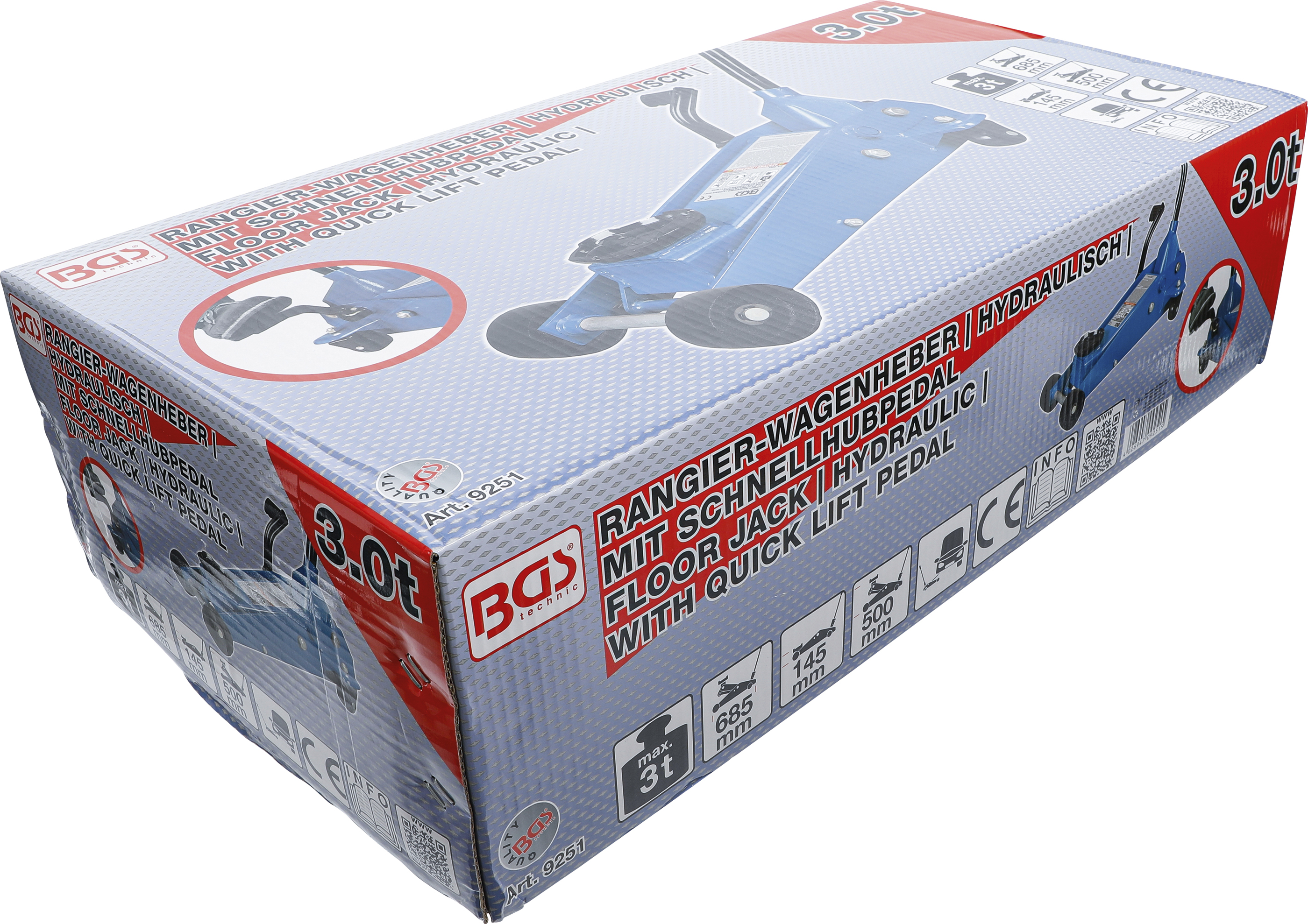 BGS Rangier-Wagenheber | hydraulisch | 3 t | mit Schnellhubpedal