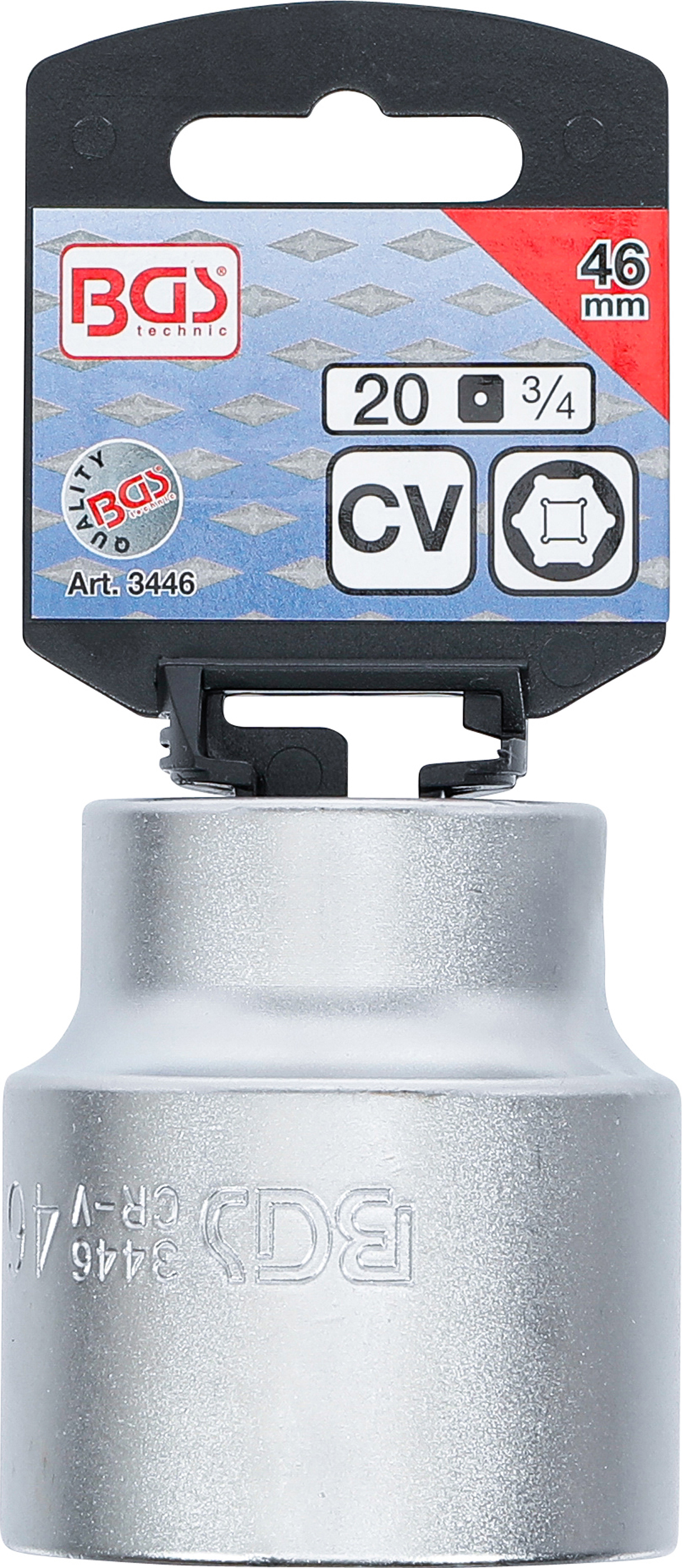 BGS Steckschlüssel-Einsatz Sechskant | Antrieb Innenvierkant 20 mm (3/4") | SW 46 mm