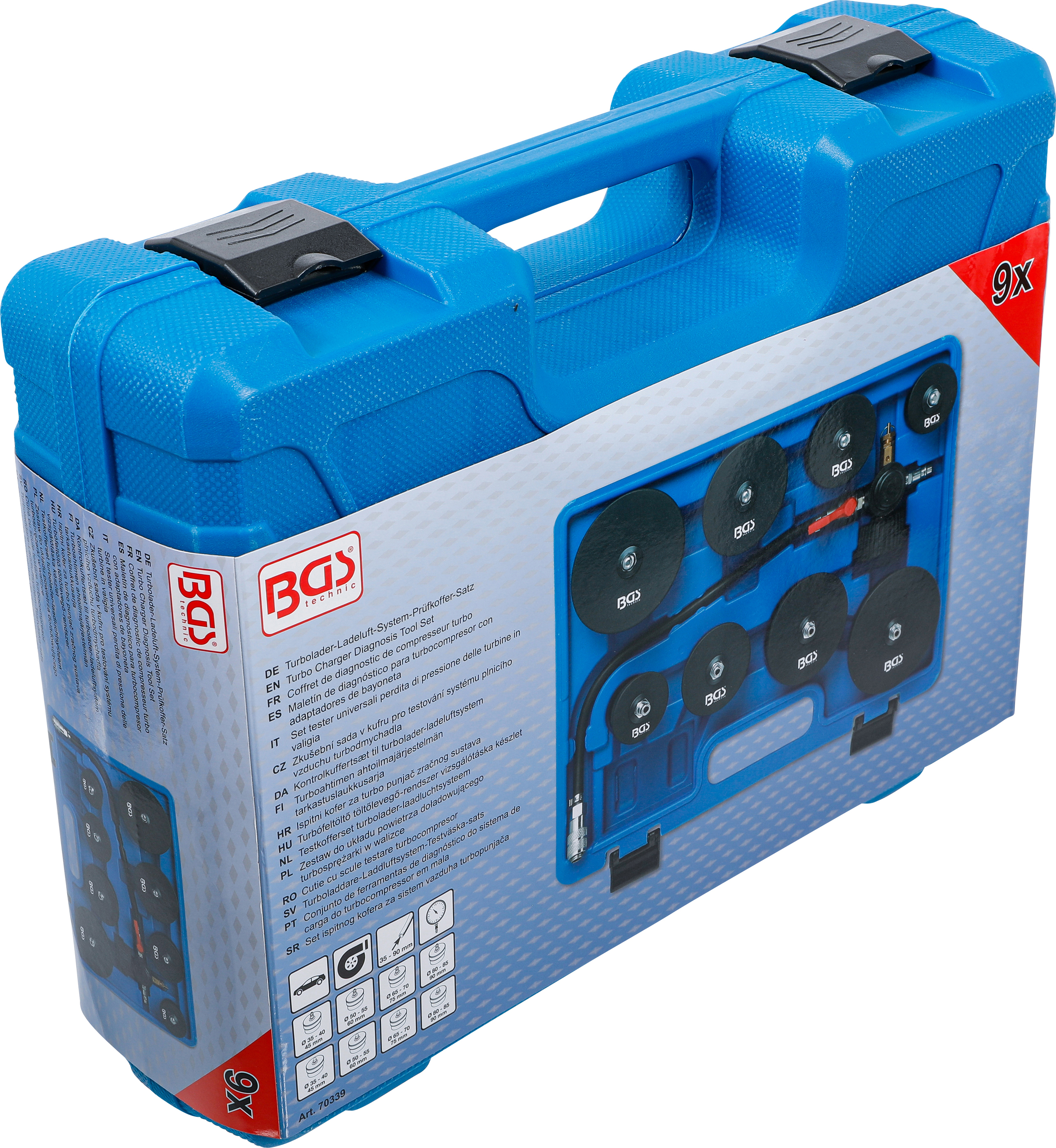 BGS Turbolader-Ladeluft-System-Prüfkoffer-Satz | 9-tlg.