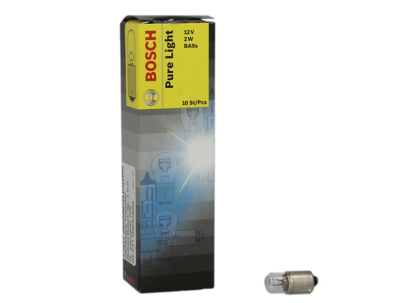 Bosch T2W Pure Light 1 987 302 212 BA9S 12V 2W Autolampe Glühbirne 10er