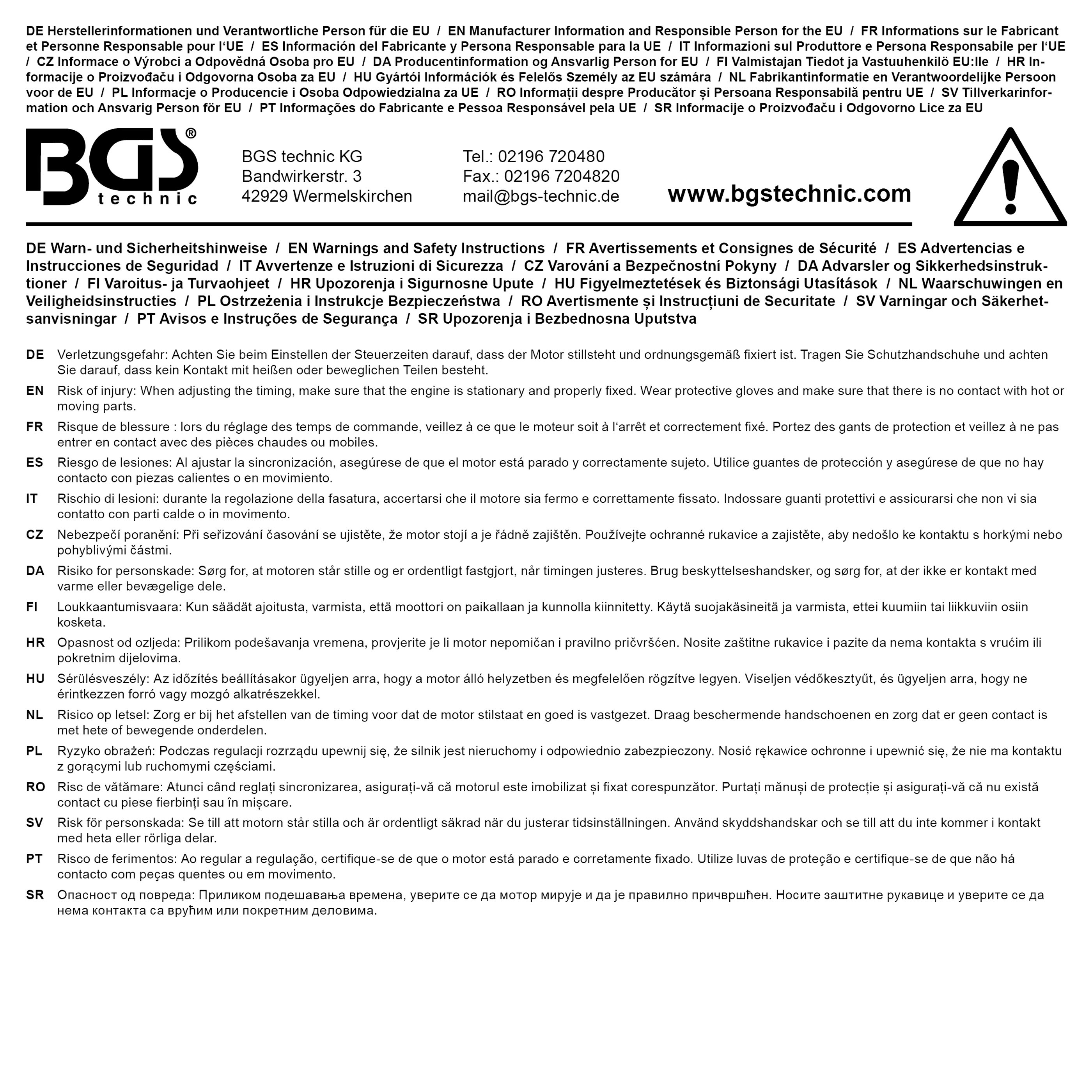 BGS Hochdruckpumpenrad-Absteckwerkzeug | für VAG V6 / V8 CR TDI