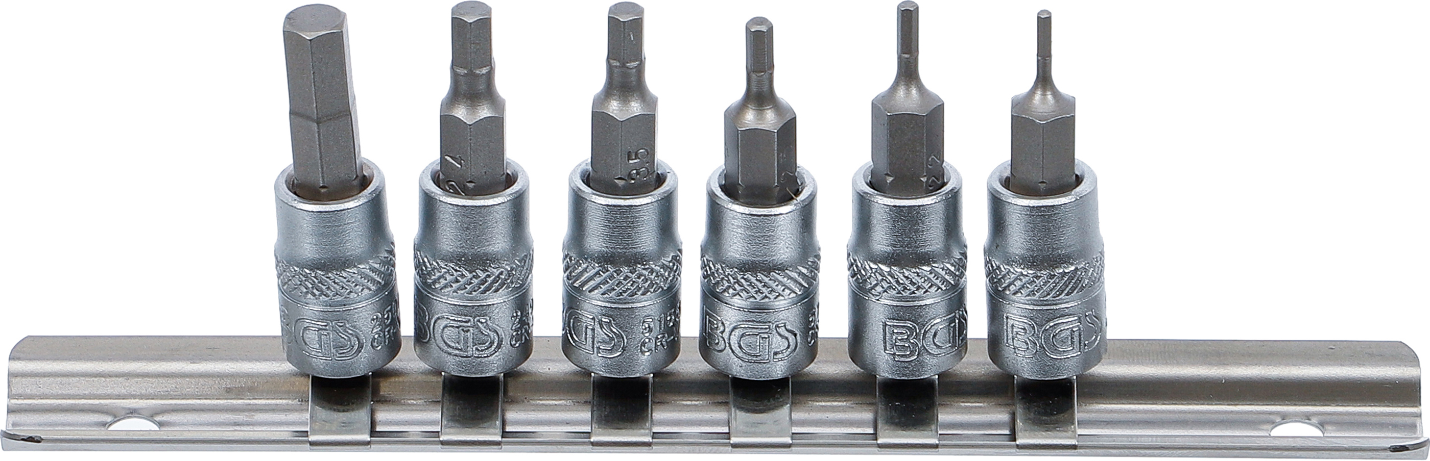 BGS Bit-Einsatz-Satz | Antrieb Innenvierkant 6,3 mm (1/4") | Innensechskant 1,5 - 6 mm | 6-tlg.