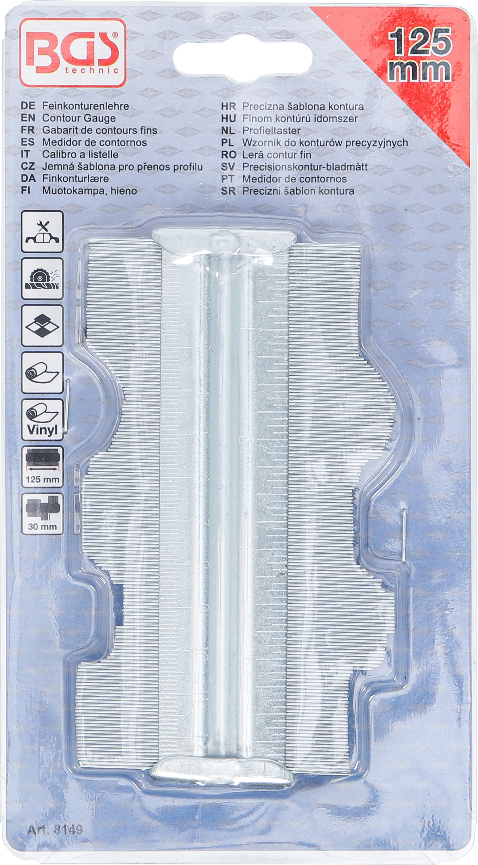 BGS Feinkonturenlehre | Metall | 125 mm