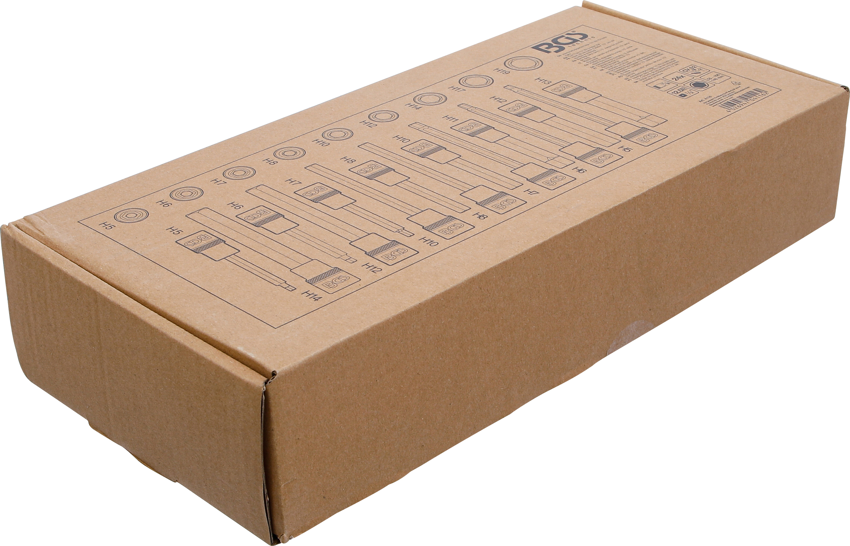 BGS Werkstattwageneinlage 1/3: Bit-Einsatz-Satz | Antrieb Innenvierkant 12,5 mm (1/2") | Innensechskant | 24-tlg.