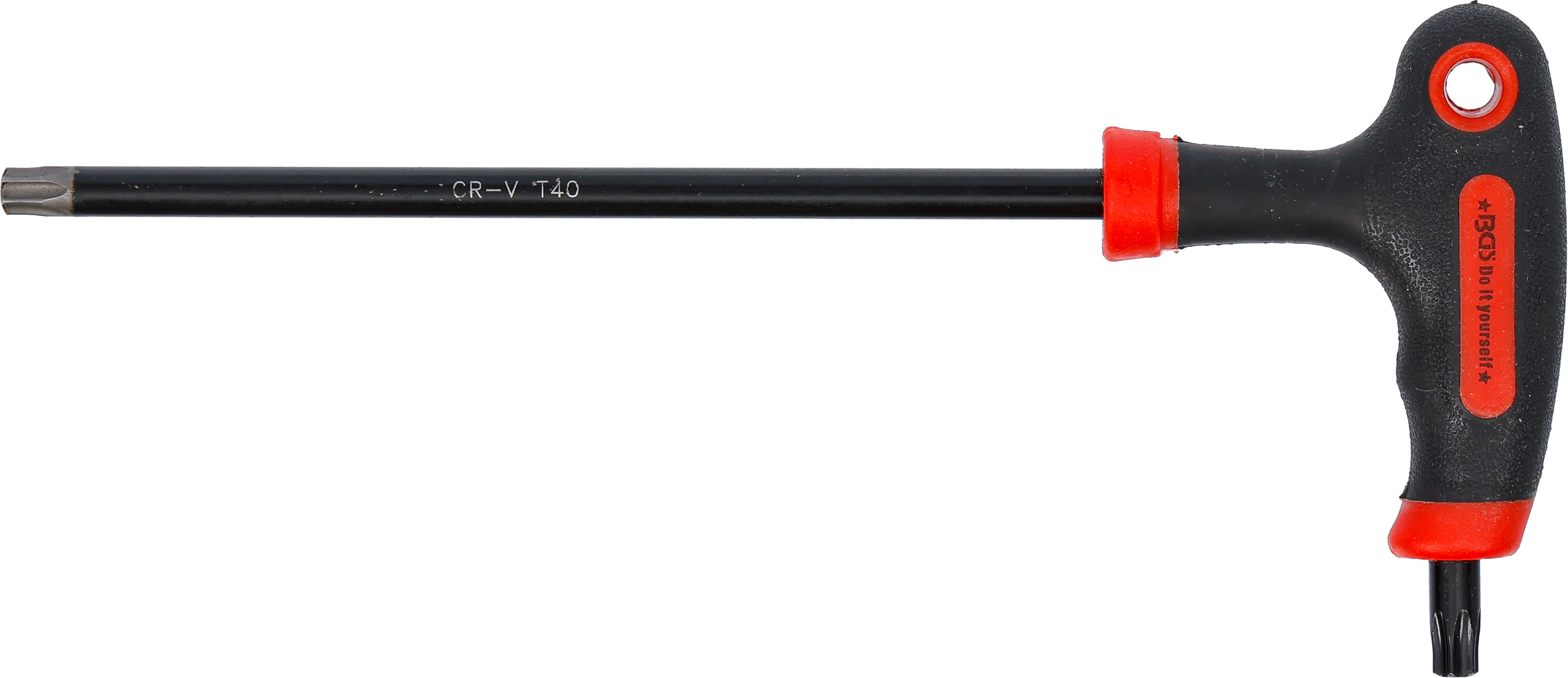 BGS Schraubendreher mit T-Griff und seitlicher Klinge | T-Profil (für Torx) mit/ohne Bohrung T40
