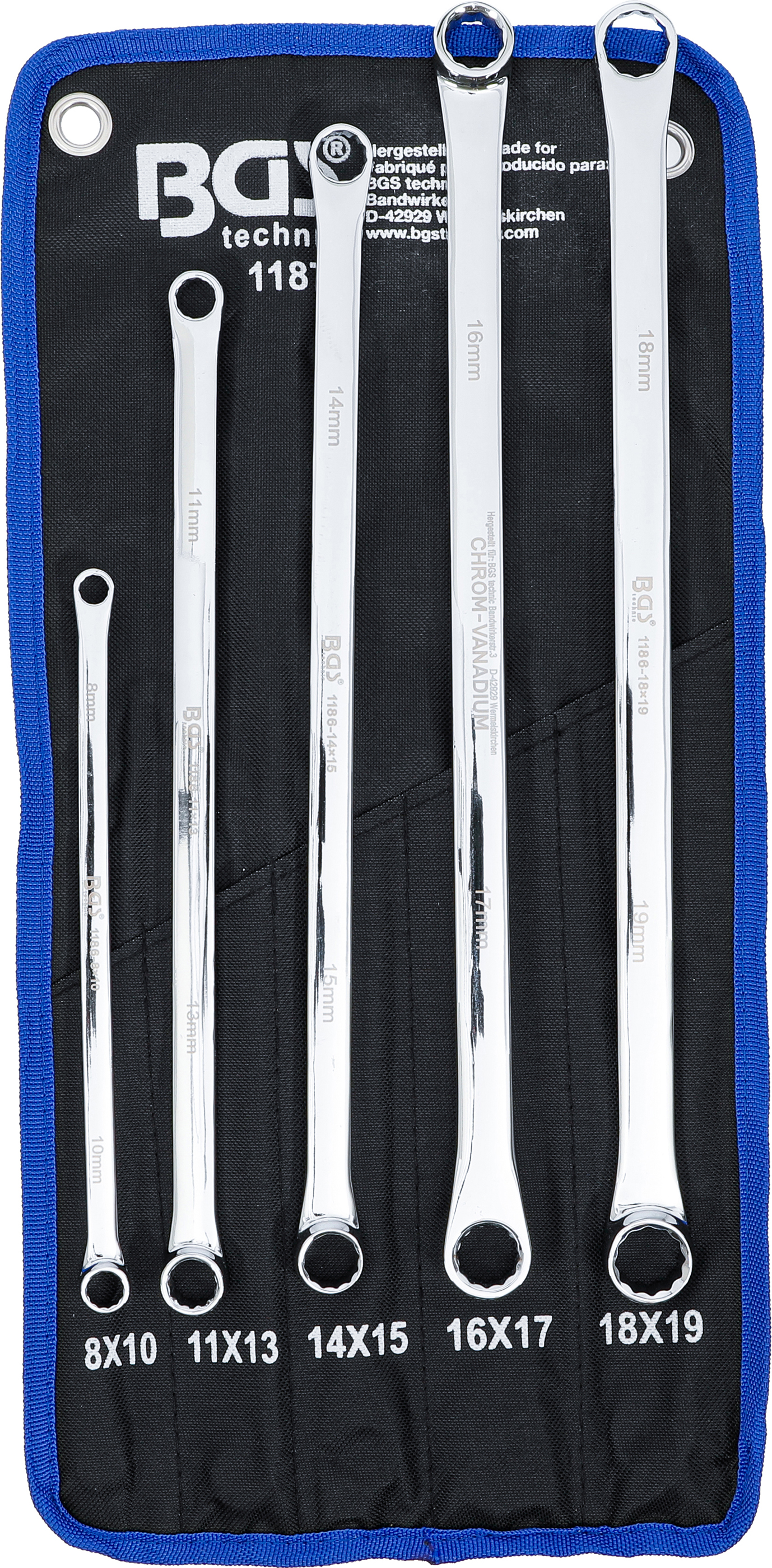 BGS Doppel-Ringschlüssel-Satz | extra lang | SW 8 - 19 mm | 5-tlg.