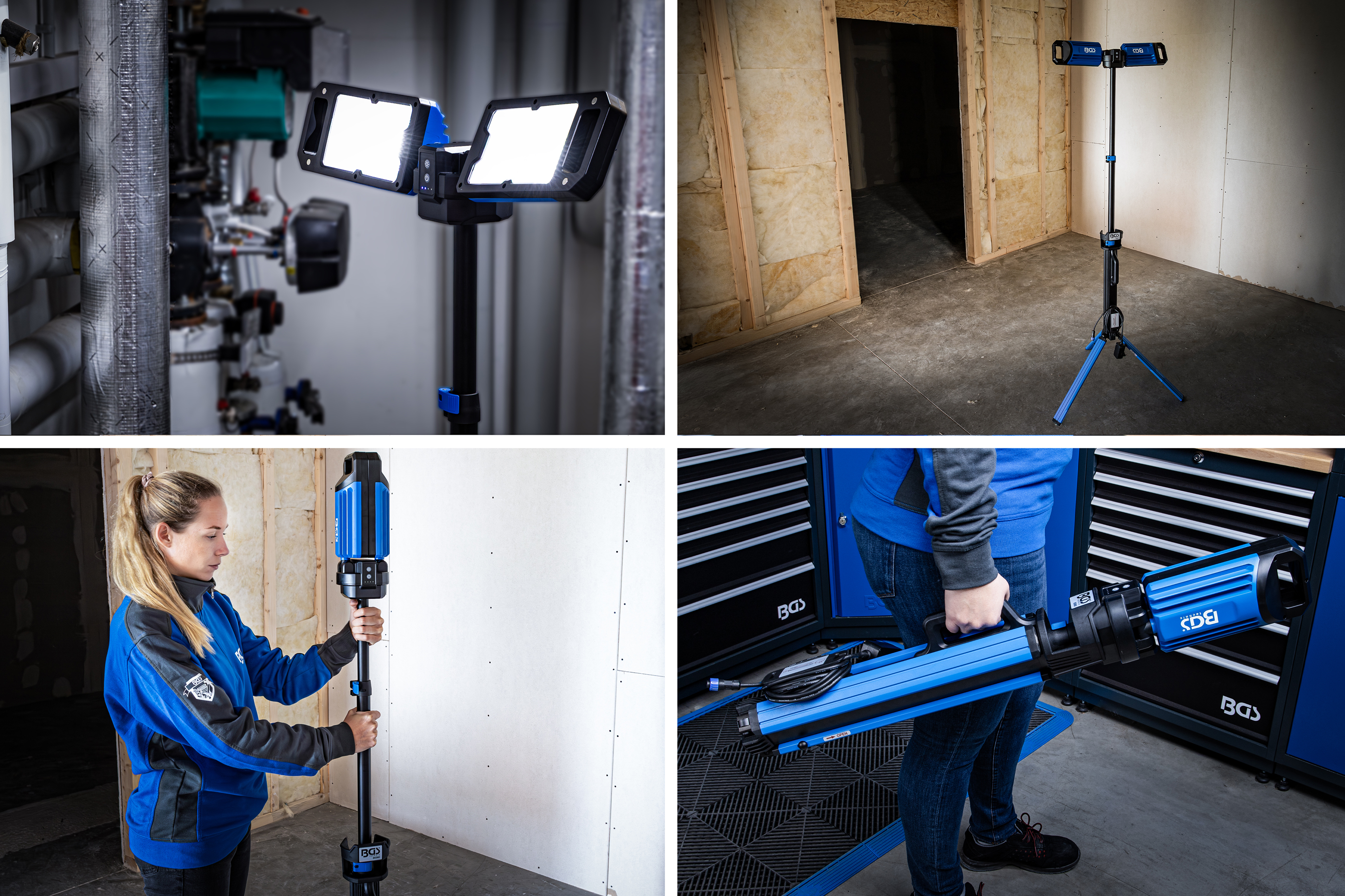 BGS Hybrid Duo-SMD-LED-Arbeits-Strahler | mit Stativ
