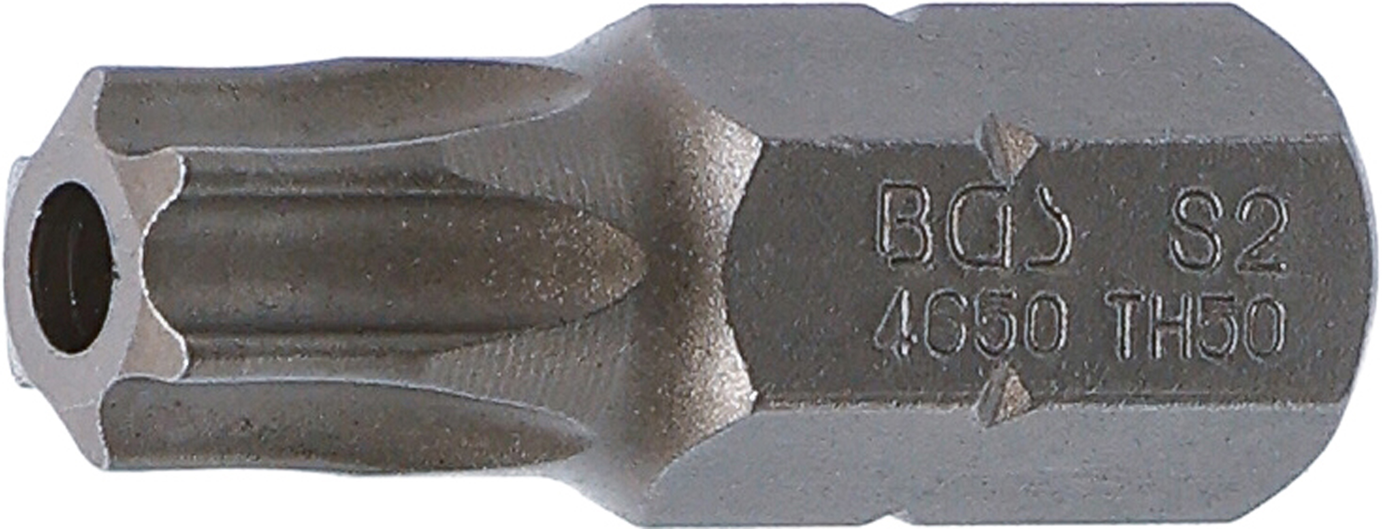 BGS Bit | Länge 30 mm | Antrieb Außensechskant 10 mm (3/8") | T-Profil (für Torx) mit Bohrung T50