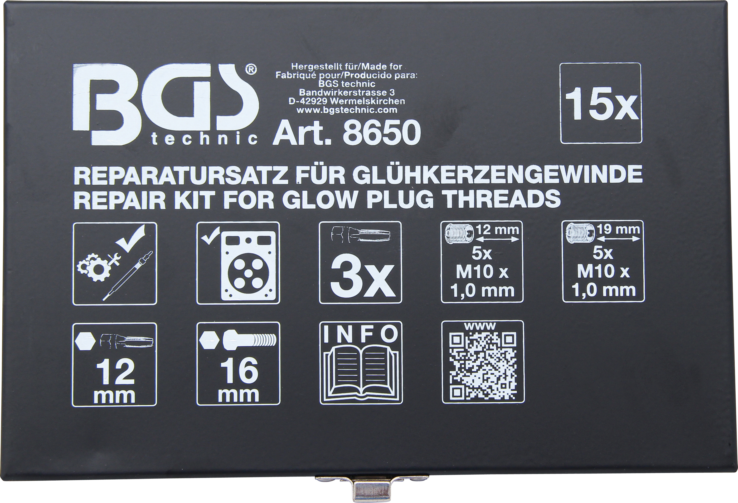 BGS Reparatursatz für Glühkerzengewinde | M10 x 1.0