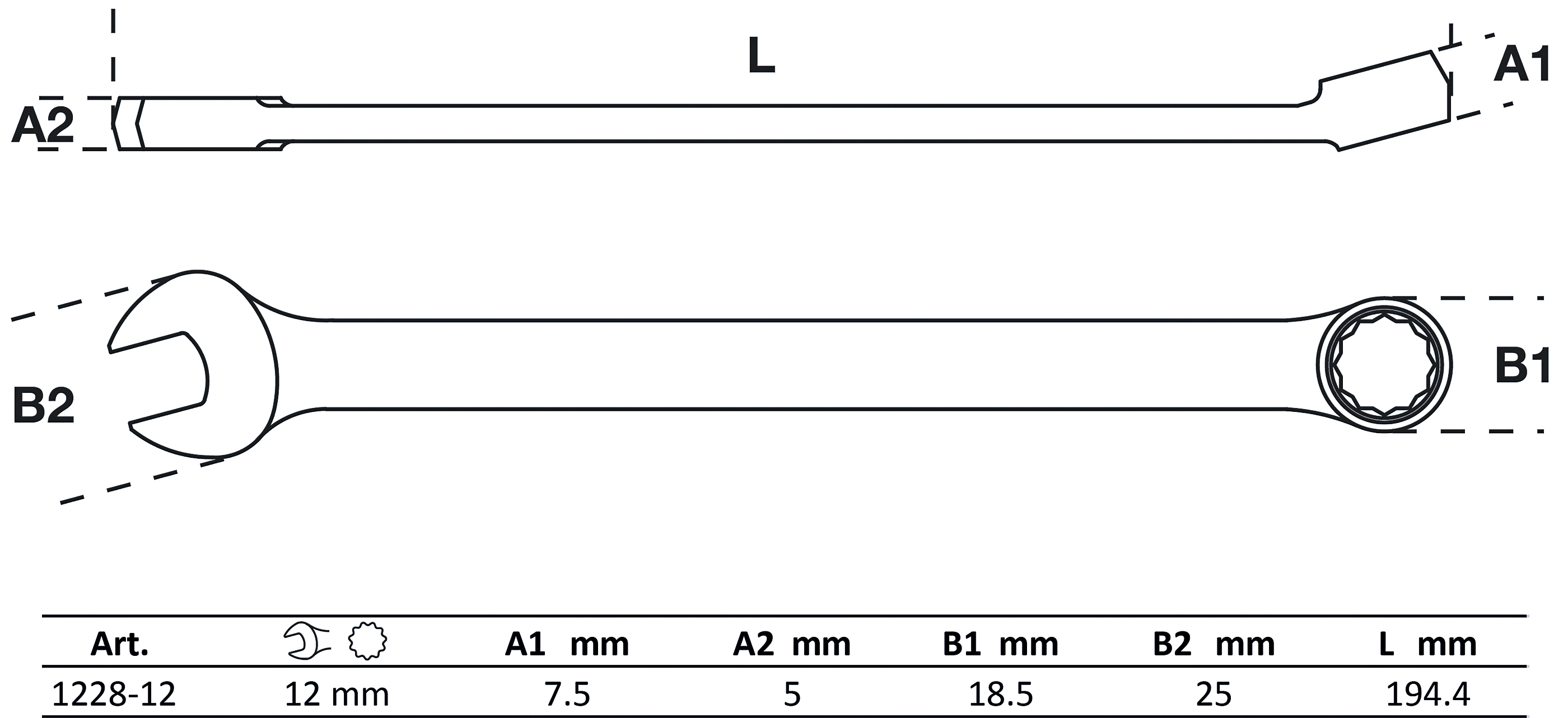 BGS Maul-Ringschlüssel | extra lang | SW 12 mm