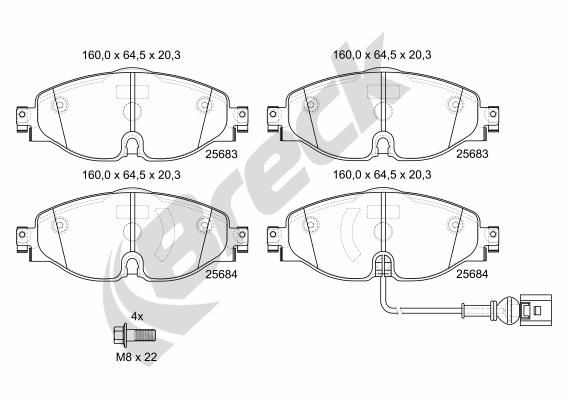 Bremsbelagsatz, Scheibenbremse