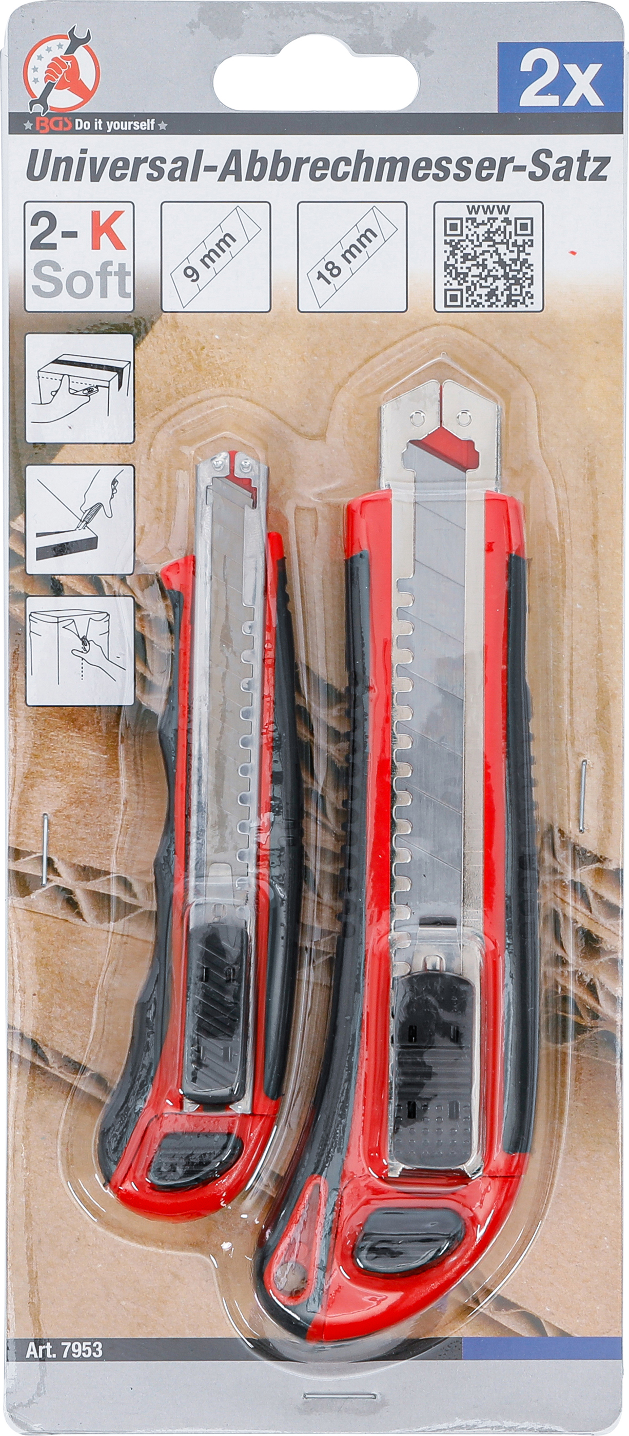 BGS Universal-Abbrechmesser-Satz | Klingenbreite 9 / 18 mm | 2-tlg.