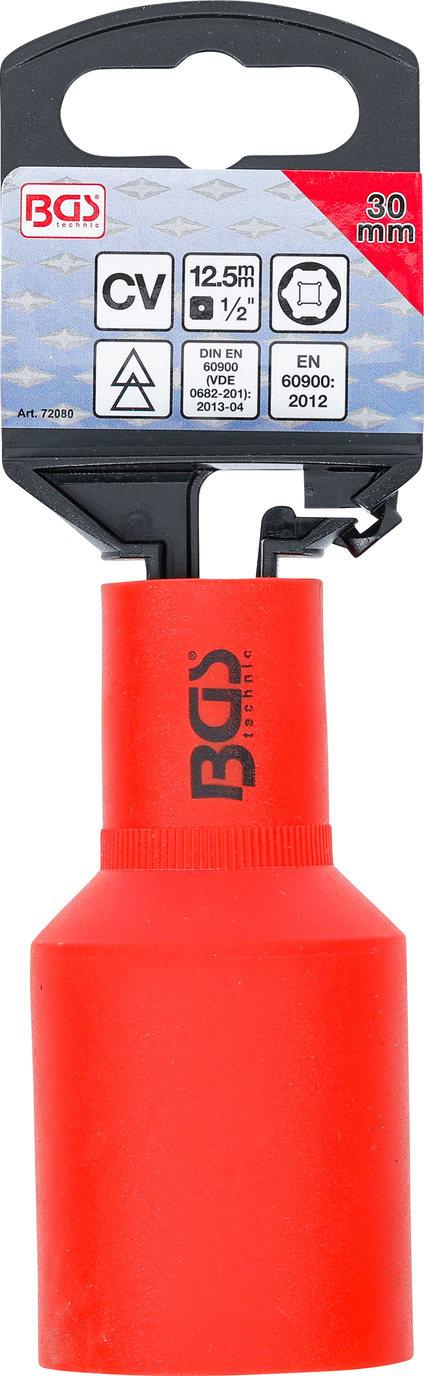 BGS VDE-Steckschlüssel-Einsatz Sechskant | Antrieb Innenvierkant 12,5 mm (1/2") | SW 30 mm