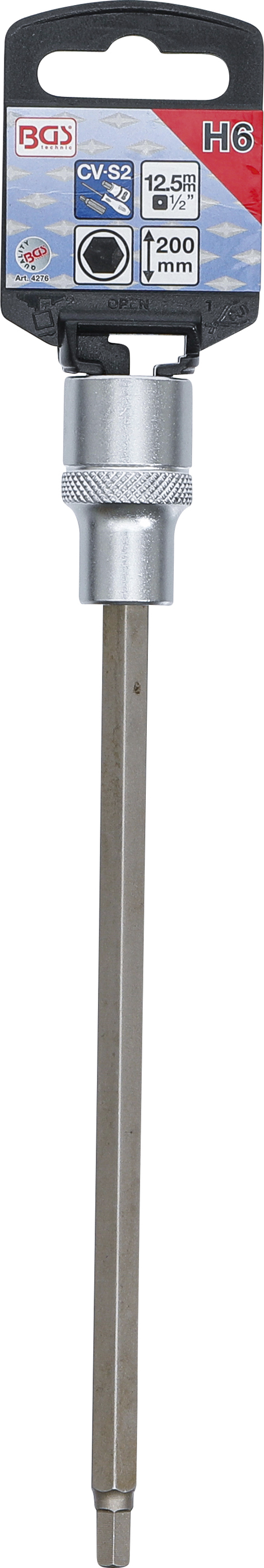 BGS Bit-Einsatz | Länge 200 mm | Antrieb Innenvierkant 12,5 mm (1/2") | Innensechskant 6 mm