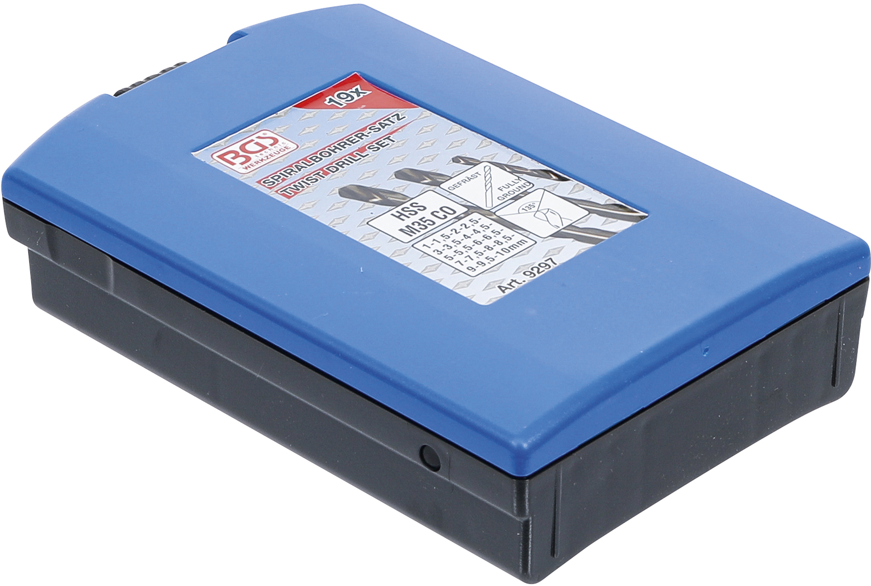 BGS Spiralbohrer-Satz | HSS-G M35 Cobaltstahl | 1 - 10 mm | 19-tlg.