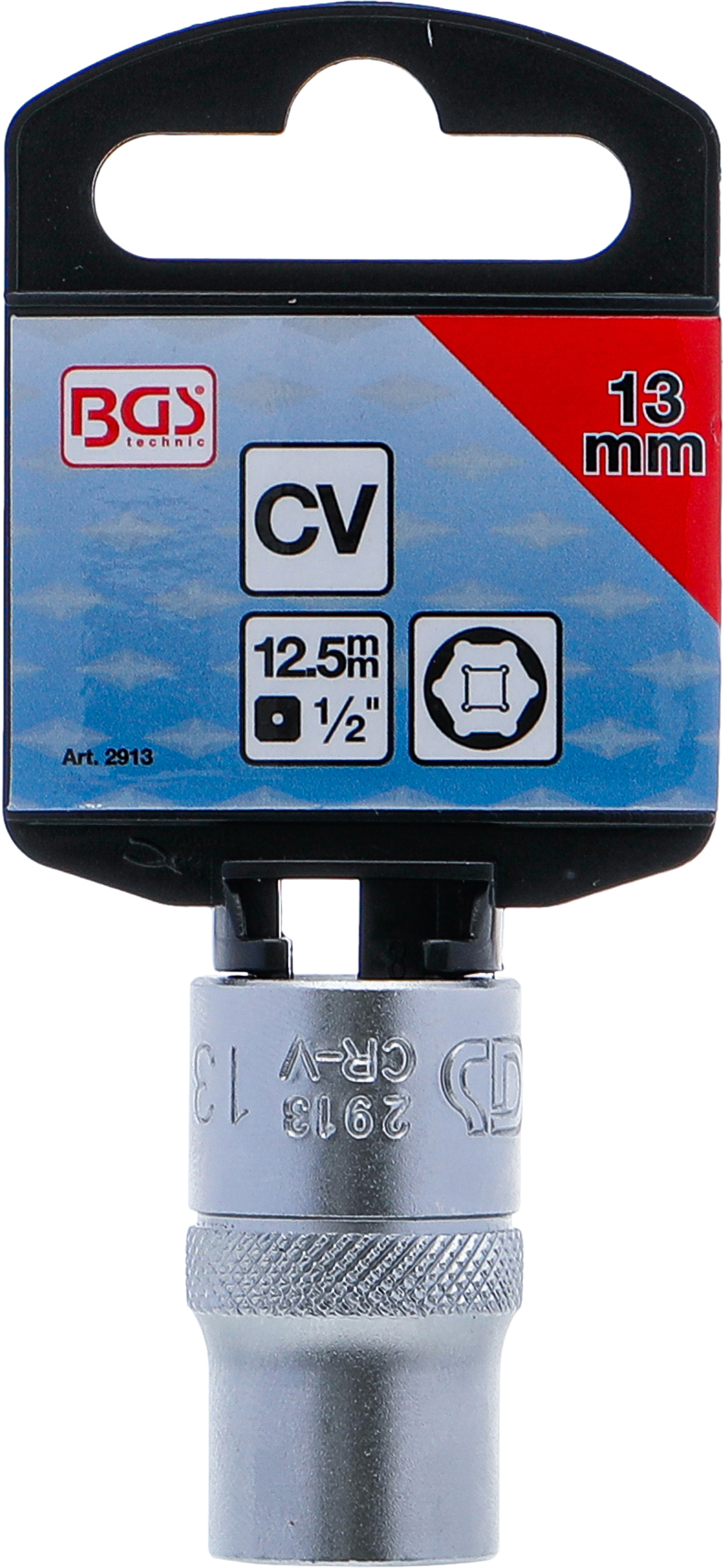 BGS Steckschlüssel-Einsatz Sechskant | Antrieb Innenvierkant 12,5 mm (1/2") | SW 13 mm