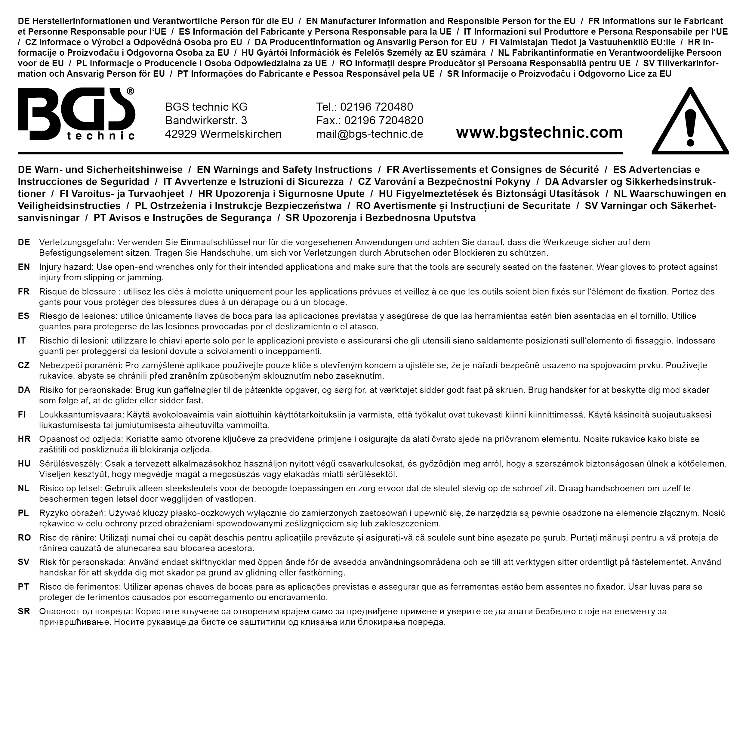 BGS Einmaulschlüssel | DIN 894 | SW 23 mm