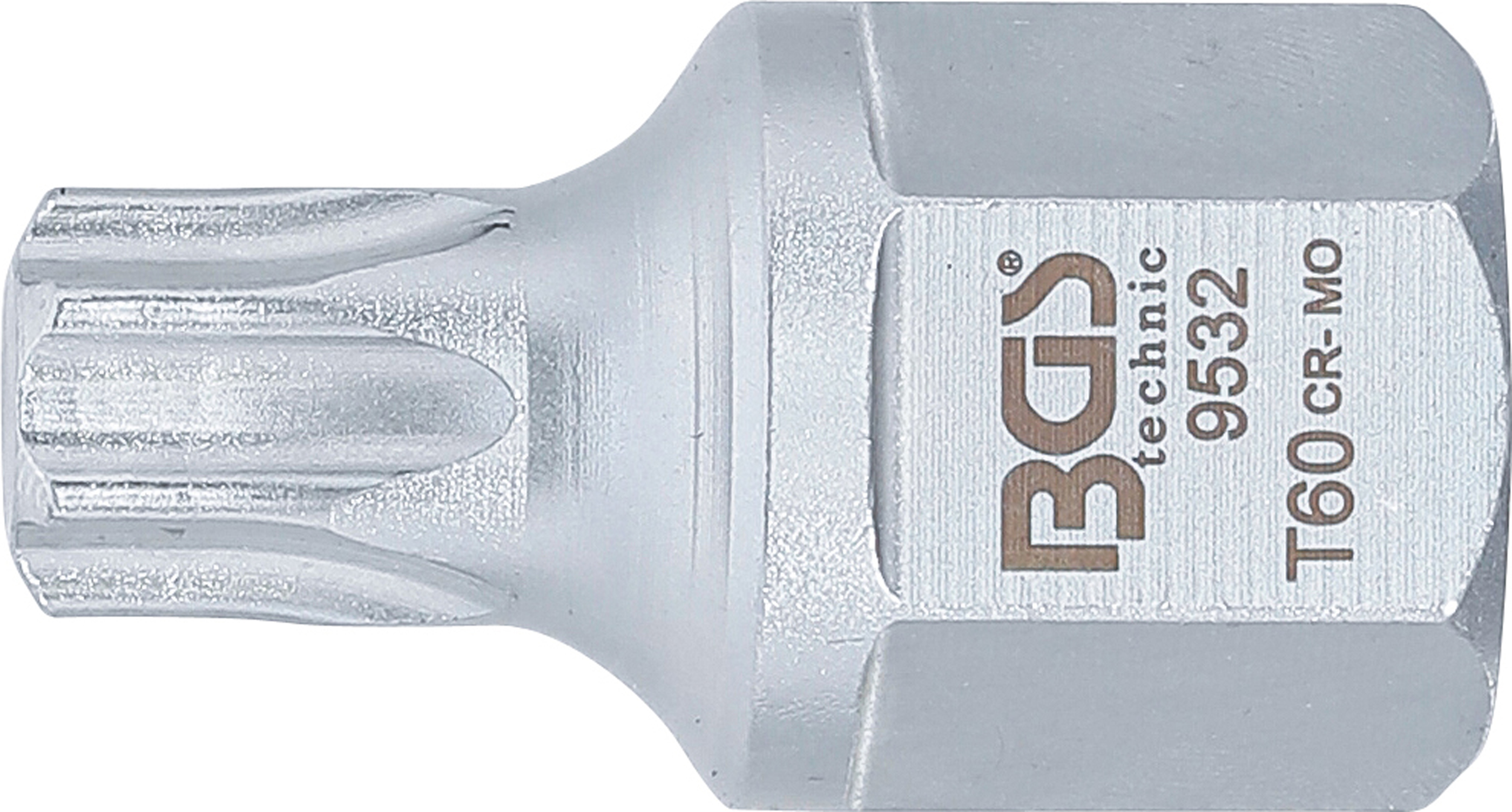 BGS Keilrippenriemen-Bit-Einsatz | Antrieb Innenvierkant 12,5 mm (1/2"), Außensechskant SW 22 mm | T-Profil (für Torx) T60