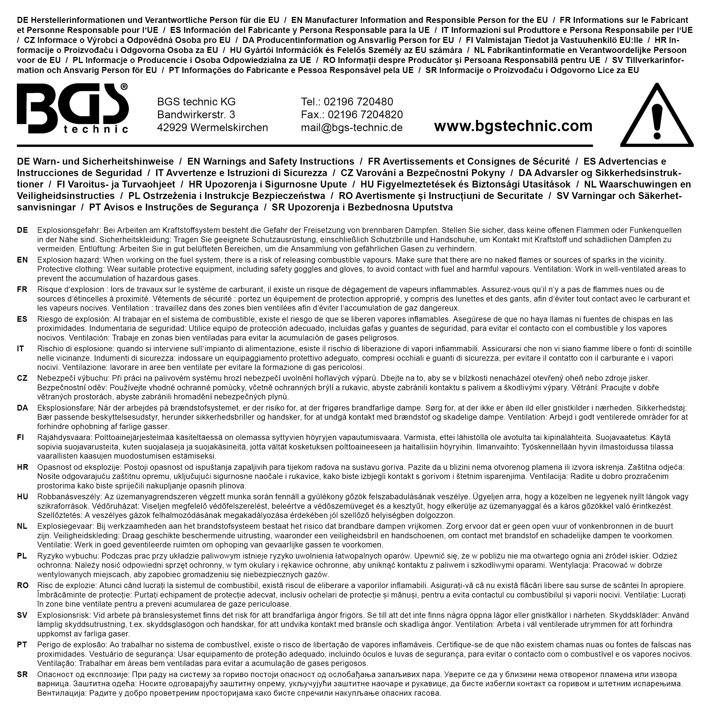 BGS CNG Flaschenventil-Schlüssel für VW Touran, Caddy, Passat