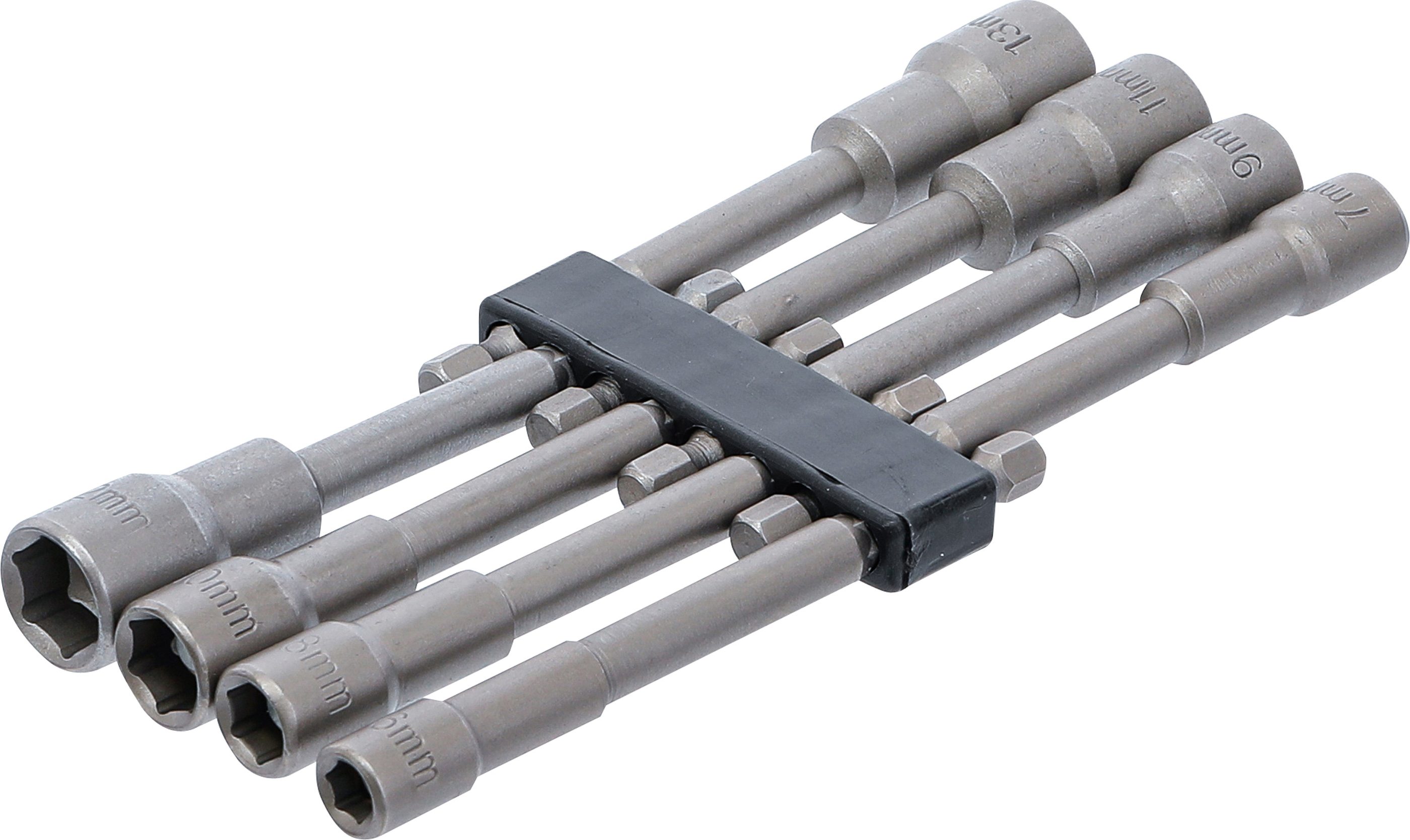 BGS Steckschlüssel-Einsatz-Satz Sechskant | extra lang | Antrieb Außensechskant 6,3 mm (1/4") | für Bohrmaschinen | SW 6 - 13 mm | 8-tlg.