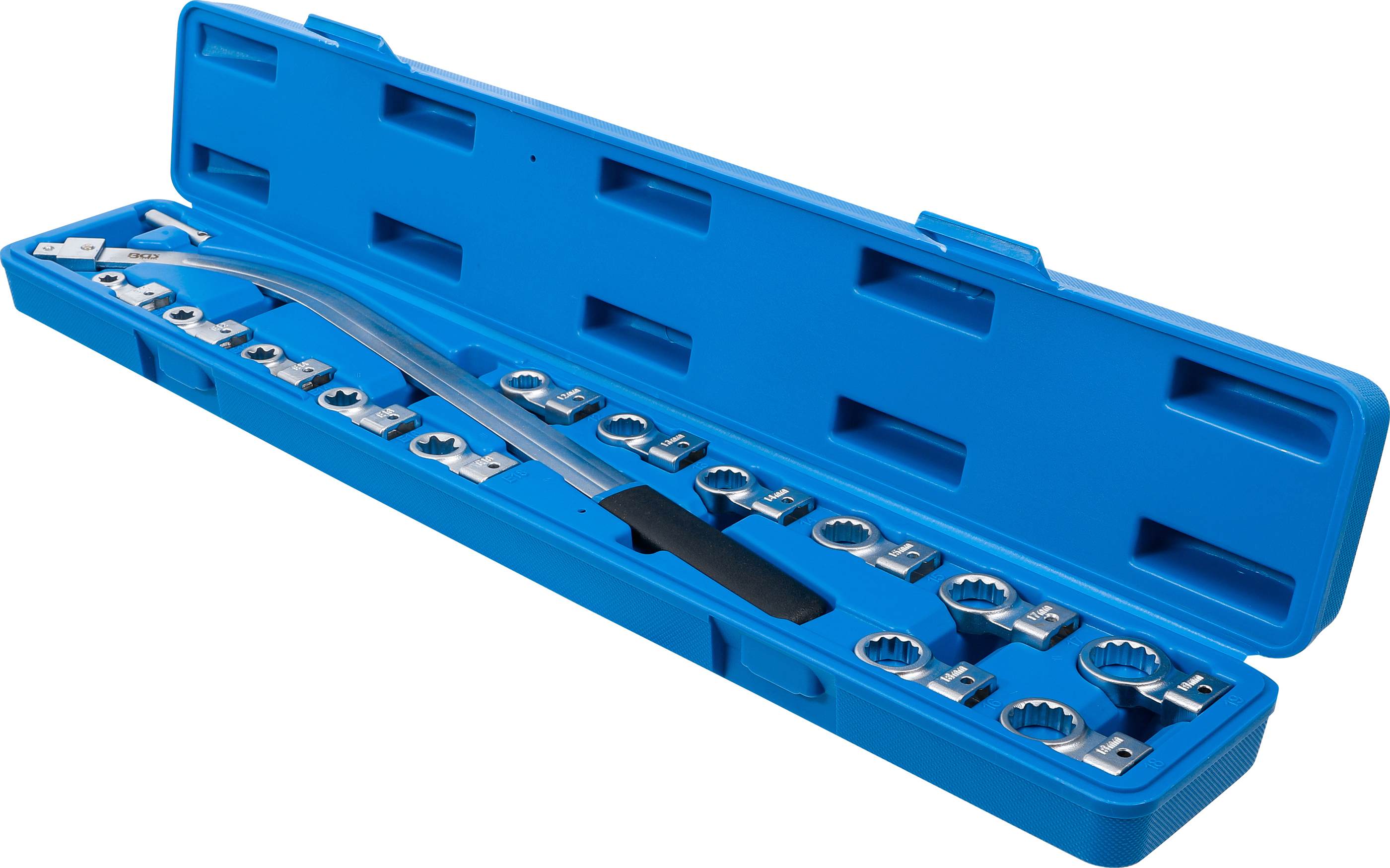 BGS Spannrollenschlüssel-Satz | Zwölfkant SW 12 - 19 mm / E-Profil SW E10 - E18 | 15-tlg.