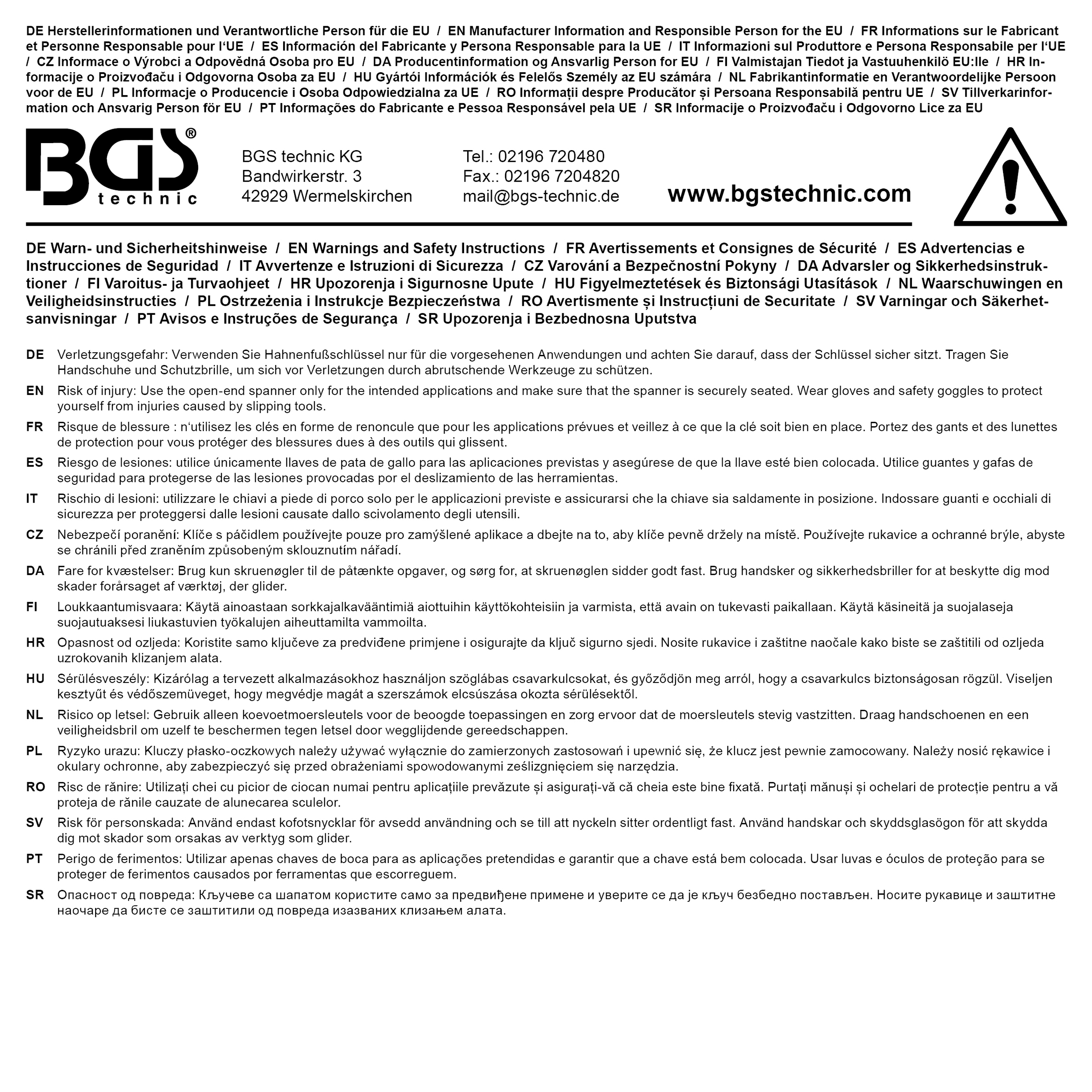 BGS Hahnenfußschlüssel-Satz | Antrieb Innenvierkant 10 mm (3/8") | mit Gelenk | 6-tlg.