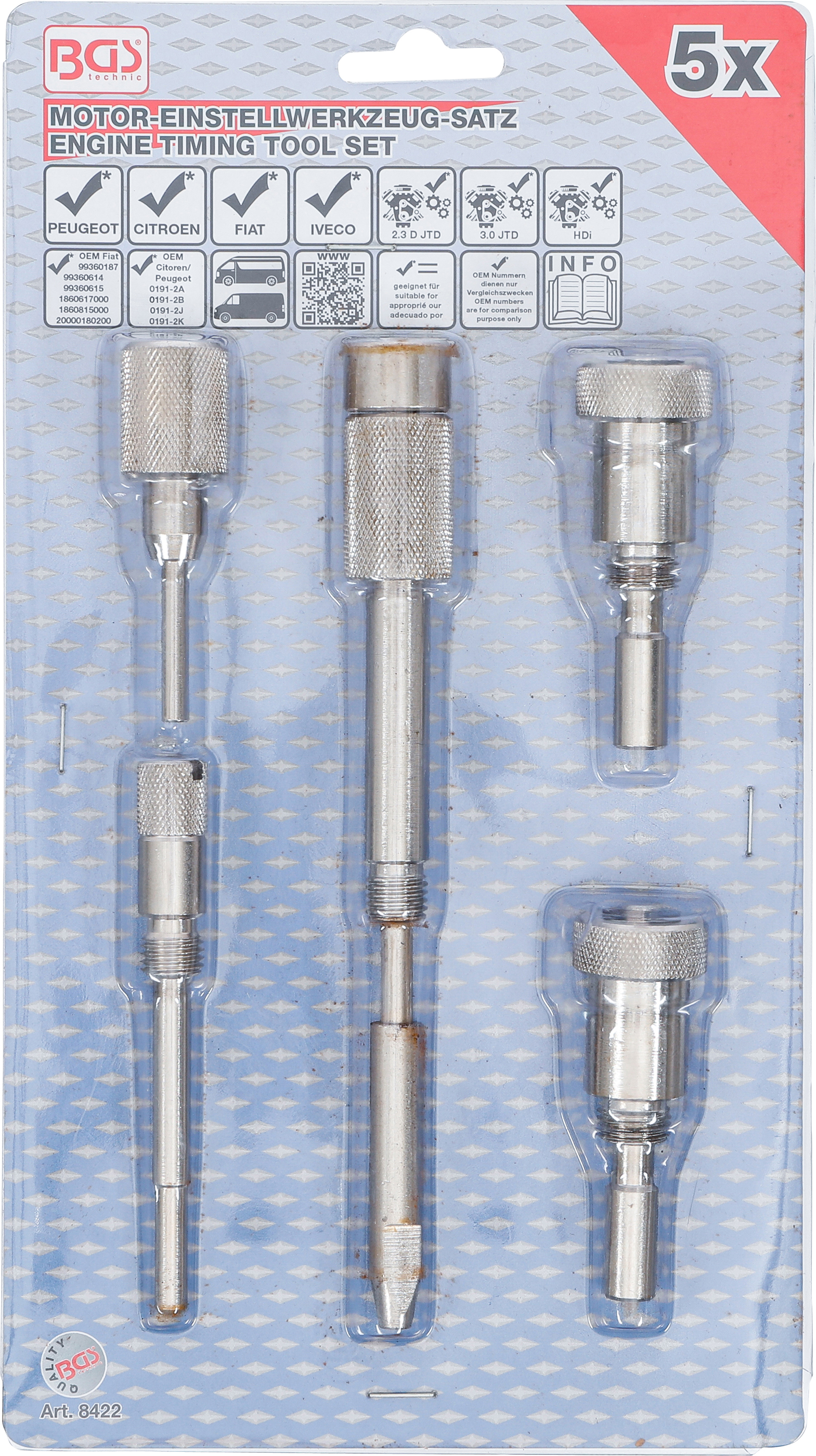 BGS Motor-Einstellwerkzeug-Satz | für Fiat Ducato, Peugeot Boxer, Citroën Jumper 2.3 D JTD, 3.0 JTD, HDi